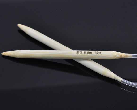 Picture of (US13 9.0mm) Bamboo Circular Knitting Needles Natural 120cm(47 2/8") long, 1 Pair