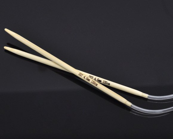 Picture of (US7 4.5mm) Bamboo Circular Knitting Needles Natural 120cm(47 2/8") long, 1 Pair