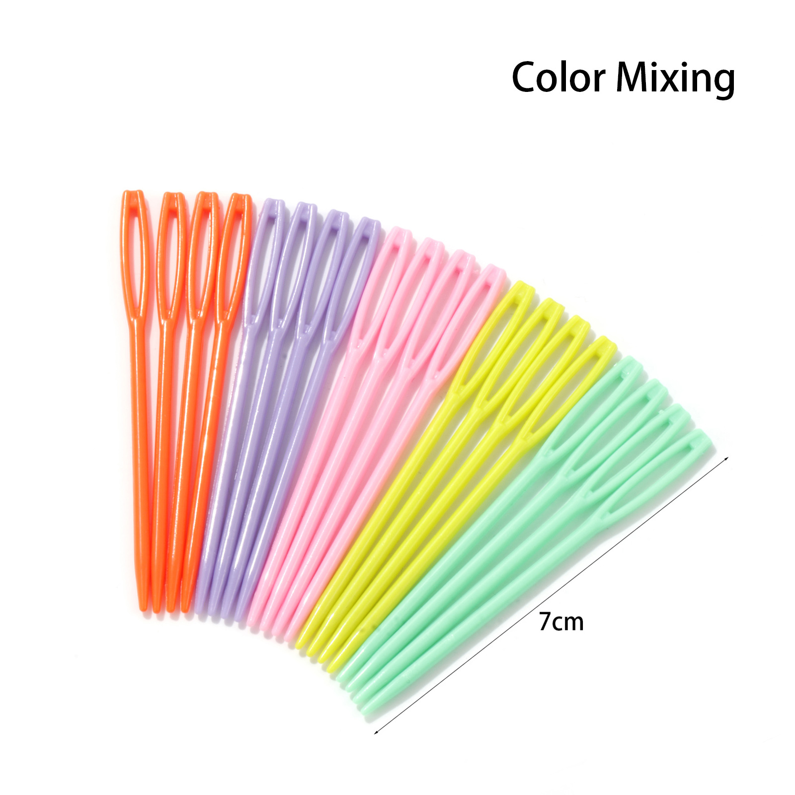 Picture of 20 PCs Plastic Sweater Sewing Needles At Random Mixed Color 7cm(2 6/8") long