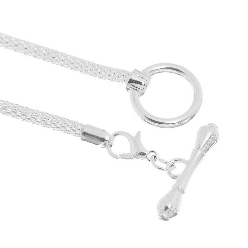 Picture of Iron Based Alloy European Style Lantern Chain Charm Bracelets Silver Plated W/ Toggle Clasp 21cm long, 4 PCs