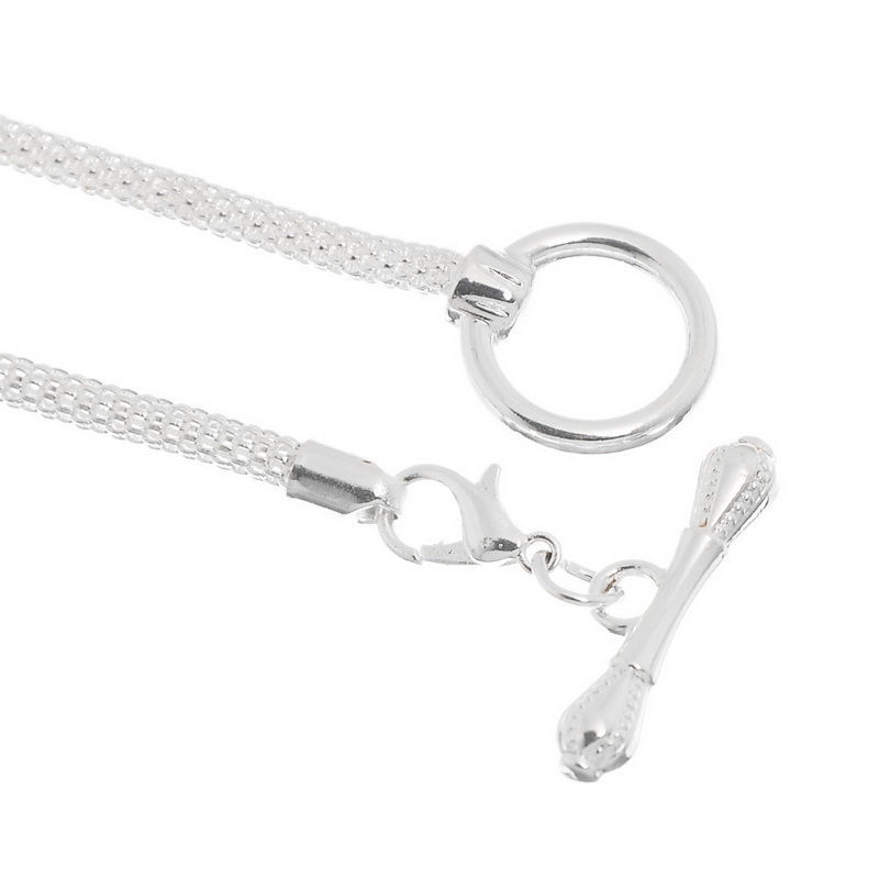 Picture of Iron Based Alloy European Style Lantern Chain Charm Bracelets Silver Plated W/ Toggle Clasp 21cm long, 4 PCs