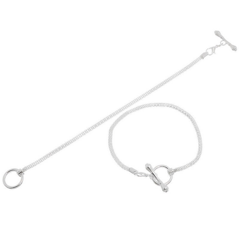 Picture of Iron Based Alloy European Style Lantern Chain Charm Bracelets Silver Plated W/ Toggle Clasp 21cm long, 4 PCs