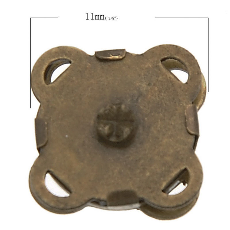 Imagen de Corchetes Magnéticos Flor de Tono Bronce 11mm x 11mm, 100 Unidades
