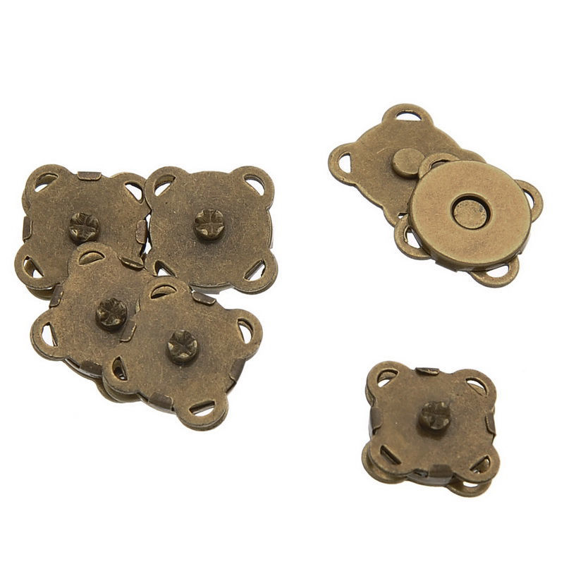 Imagen de Corchetes Magnéticos Flor de Tono Bronce 11mm x 11mm, 100 Unidades