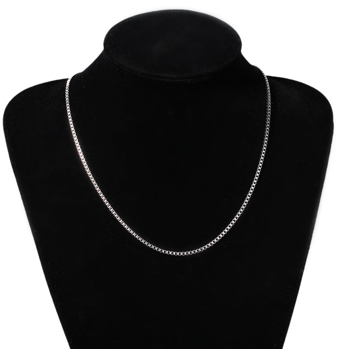 Picture of 304 Stainless Steel Box Chain Jewelry Necklace Silver Tone 50cm(19 5/8") long, Chain Size: 2x2mm(1/8"x1/8") , 1 Piece