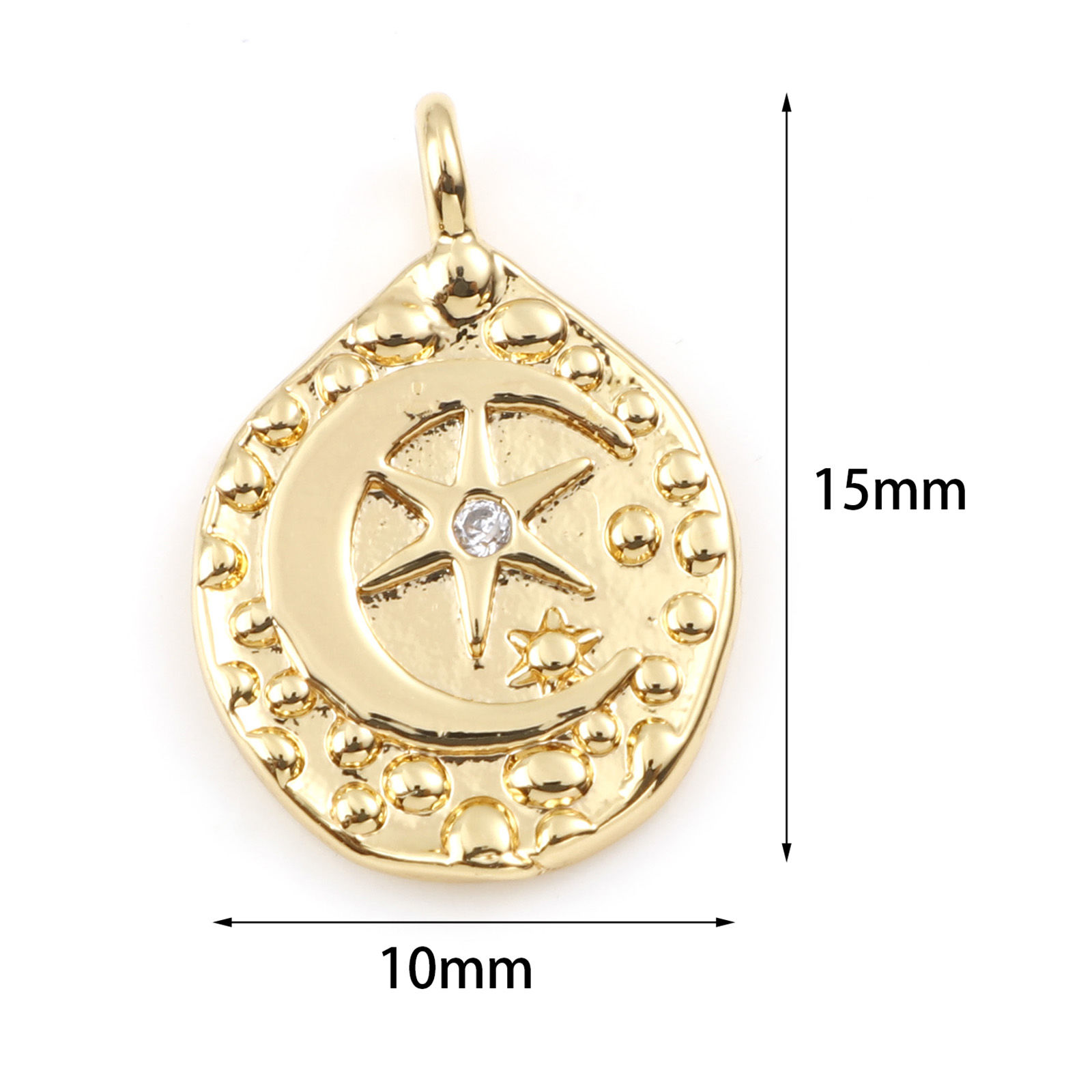 Imagen de Latón Galaxia Colgantes Charms Gota Oro Real Chapado Estrella Claro Circón Artificial 15mm x 10mm, 2 Unidades