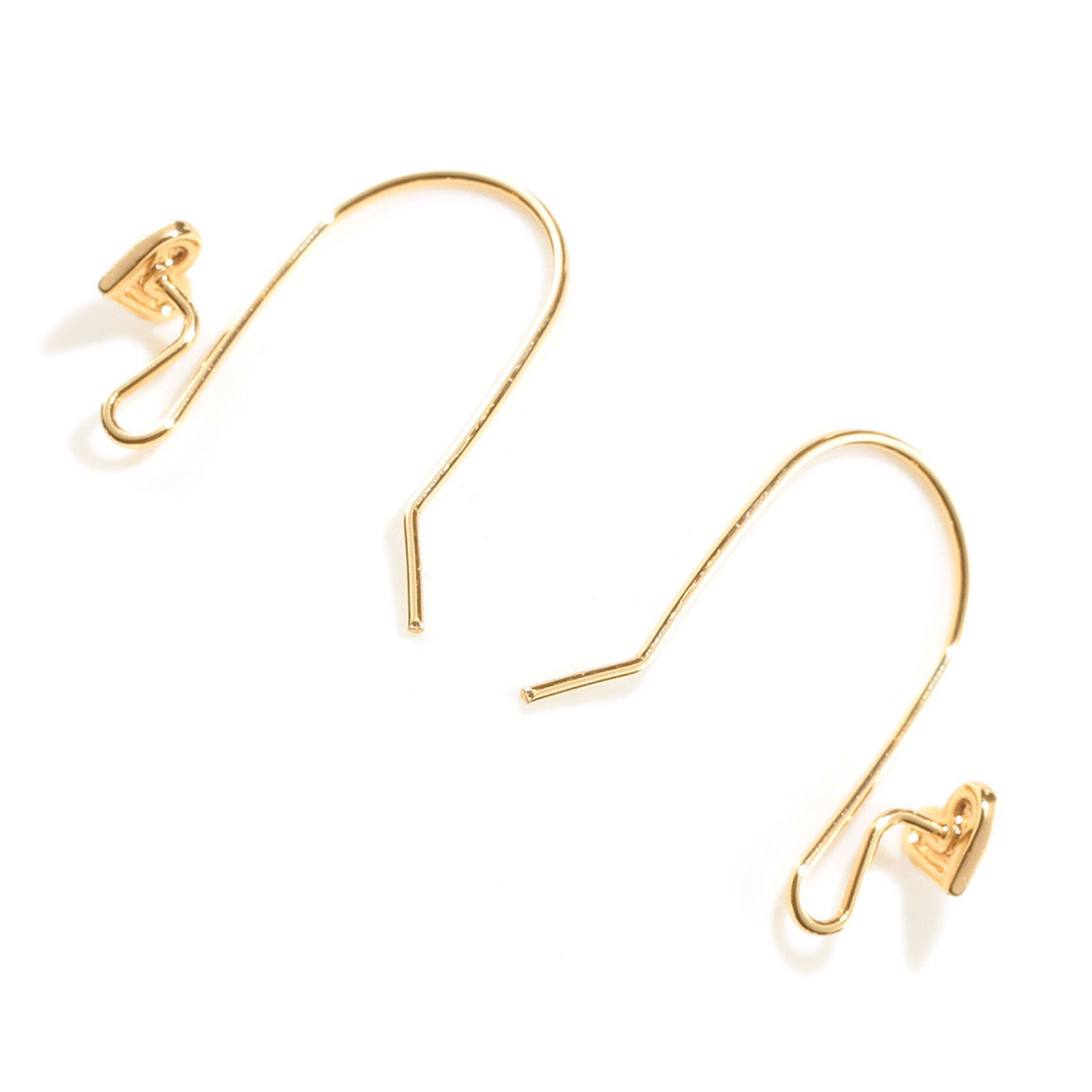 Image de Boucles d'Oreilles Crochets La Saint Valentin en Laiton Plaqué Or Véritable Cœur 24mm x 22mm, Epaisseur de Fil: (20 gauge), 4 Pcs