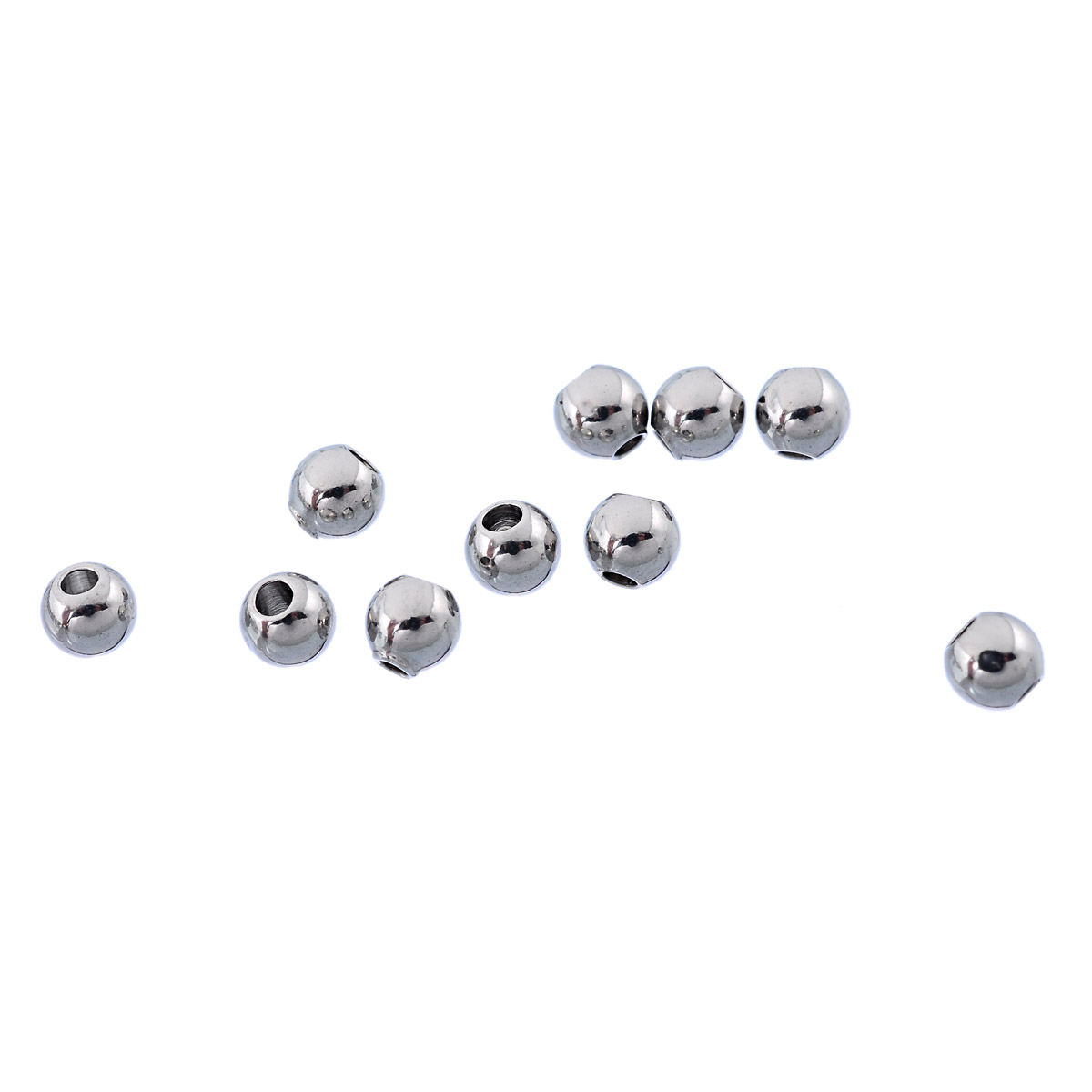 Picture of 304 Stainless Steel Seed Beads Round Silver Tone About 3mm Dia, Hole: Approx 1mm, 50 PCs