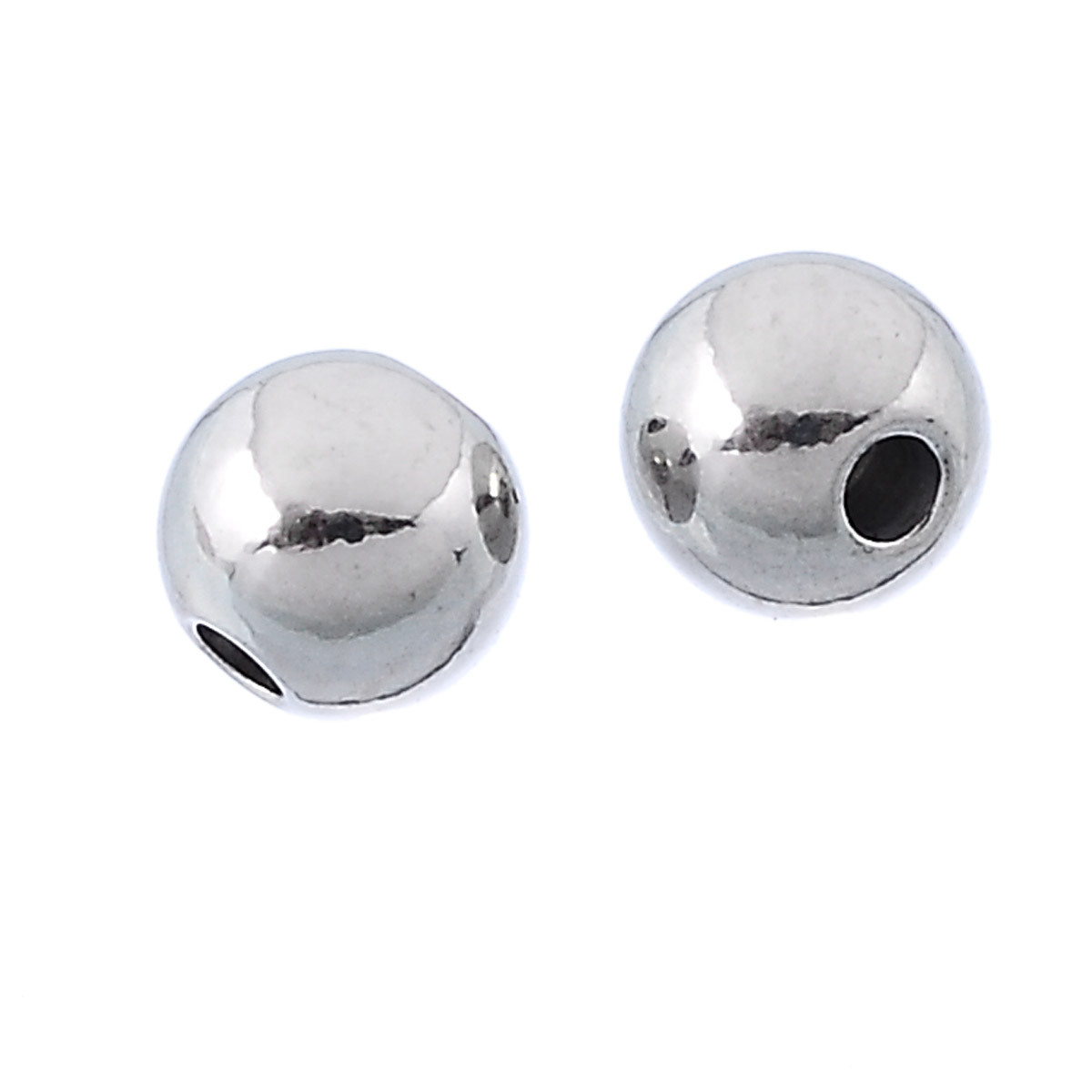 Imagen de Acero Inoxidable de Cuentas Ronda Tono de Plata 4mm Diámetro, Agujero: acerca de 1.0mm, 50 Unidades