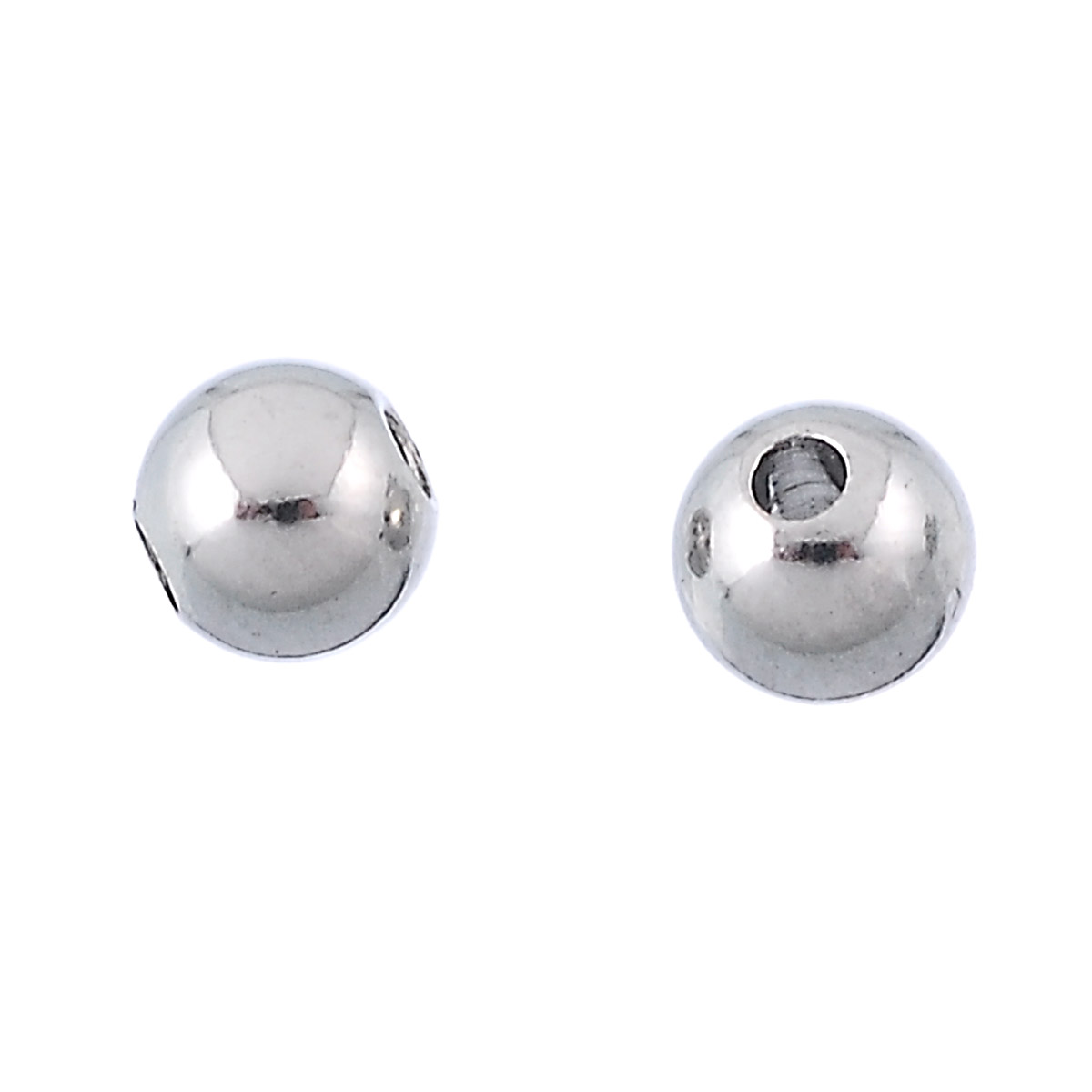 Picture of Stainless Steel Spacer Beads Round Silver Tone About 5mm Dia, Hole:Approx 1.3mm, 50 PCs