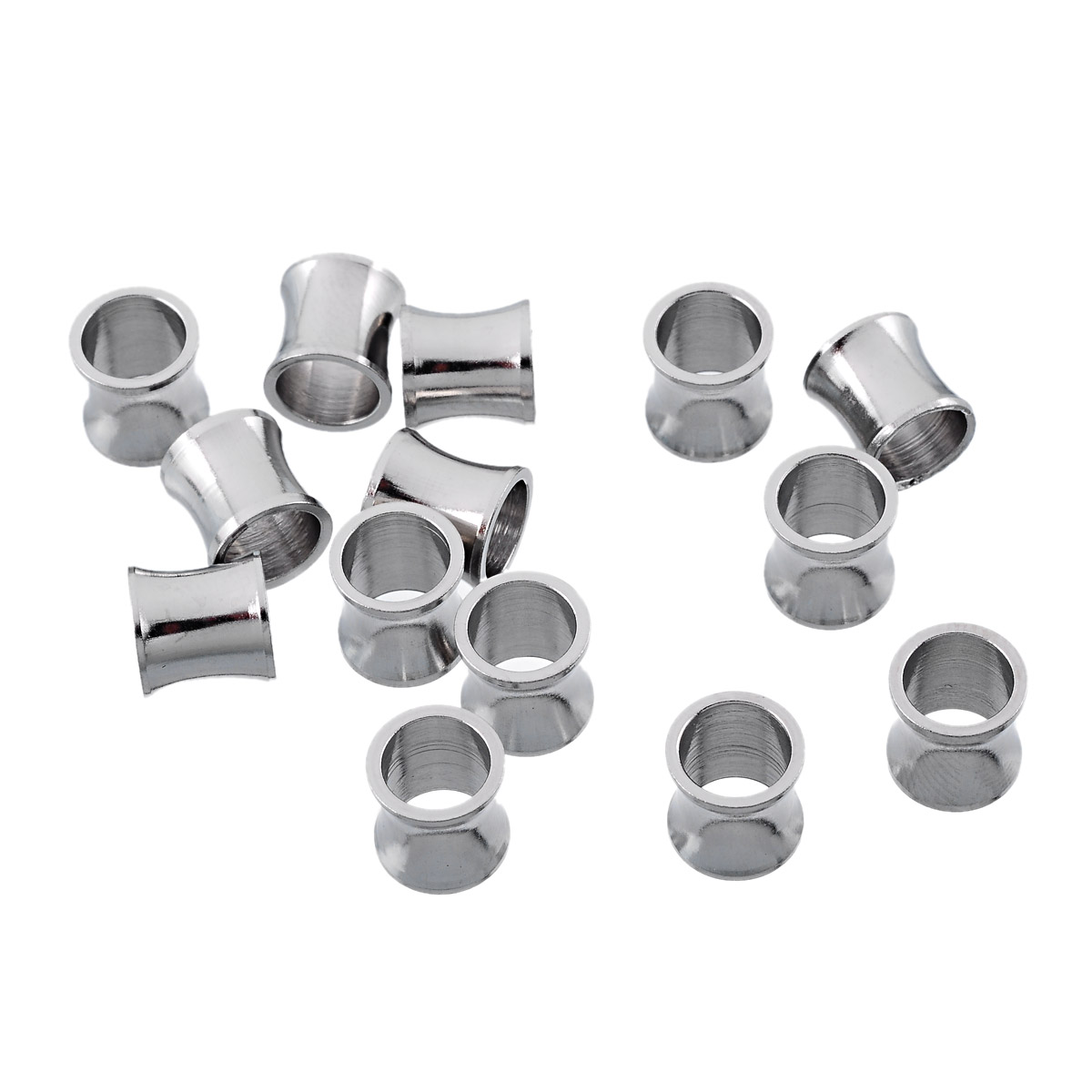 Imagen de Cuentas 304 Acero Inoxidable de Cuentas Cilíndrico Tono de Plata 8mm x 8mm, Agujero: acerca de 6.2mm, 10 Unidades