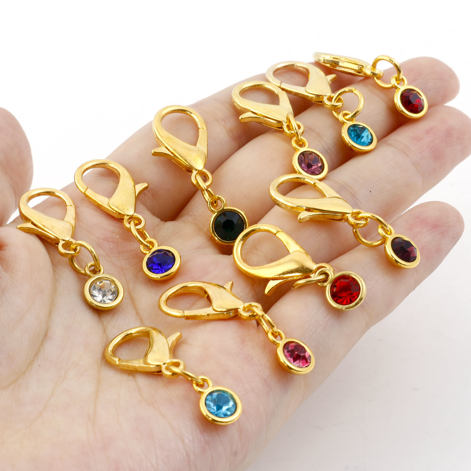 Picture of Alloy Birthstone Knitting Stitch Markers Gold Plated 3.4cm x 1.2cm, 1 Set ( 12 PCs/Set)