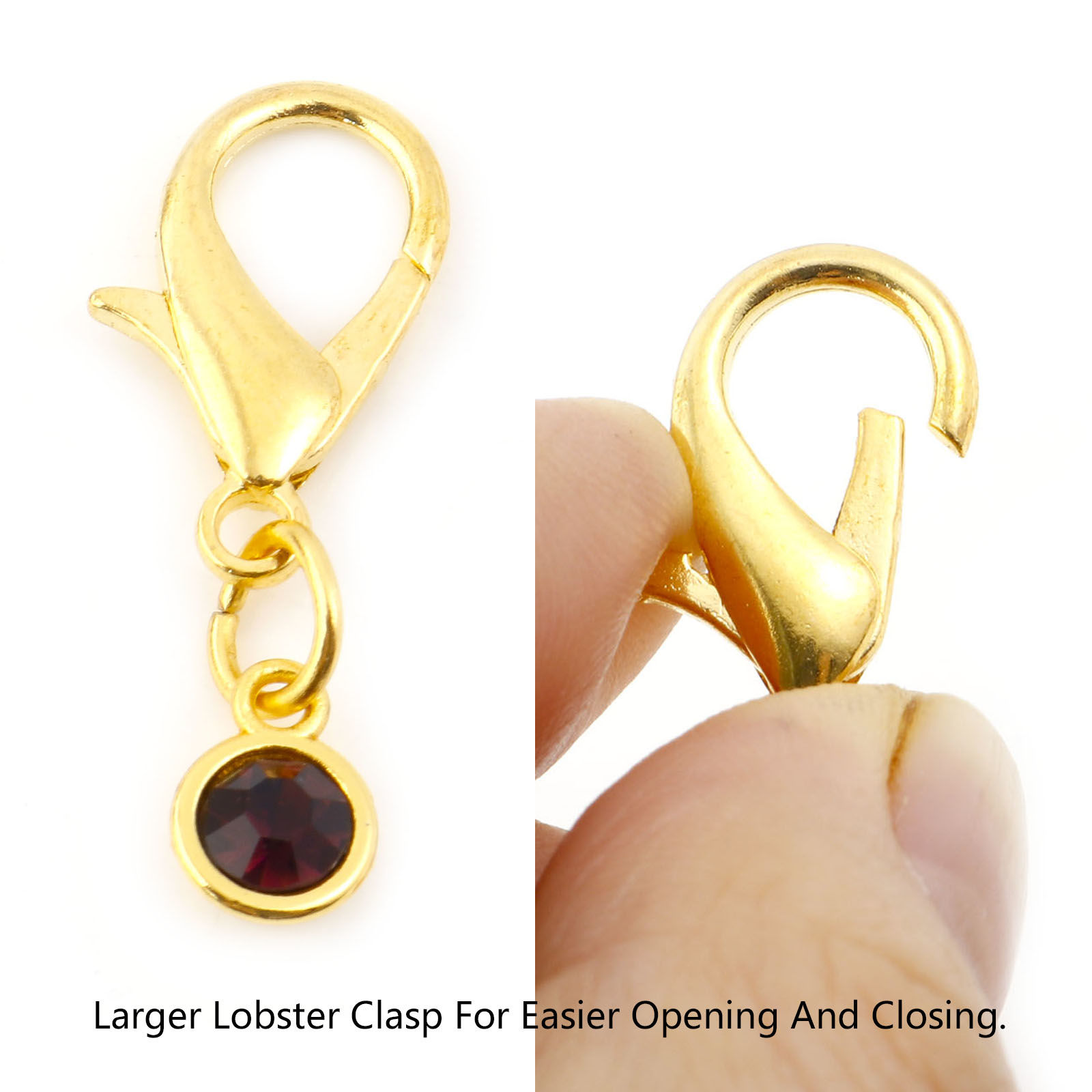 Picture of Alloy Birthstone Knitting Stitch Markers Gold Plated 3.4cm x 1.2cm, 1 Set ( 12 PCs/Set)