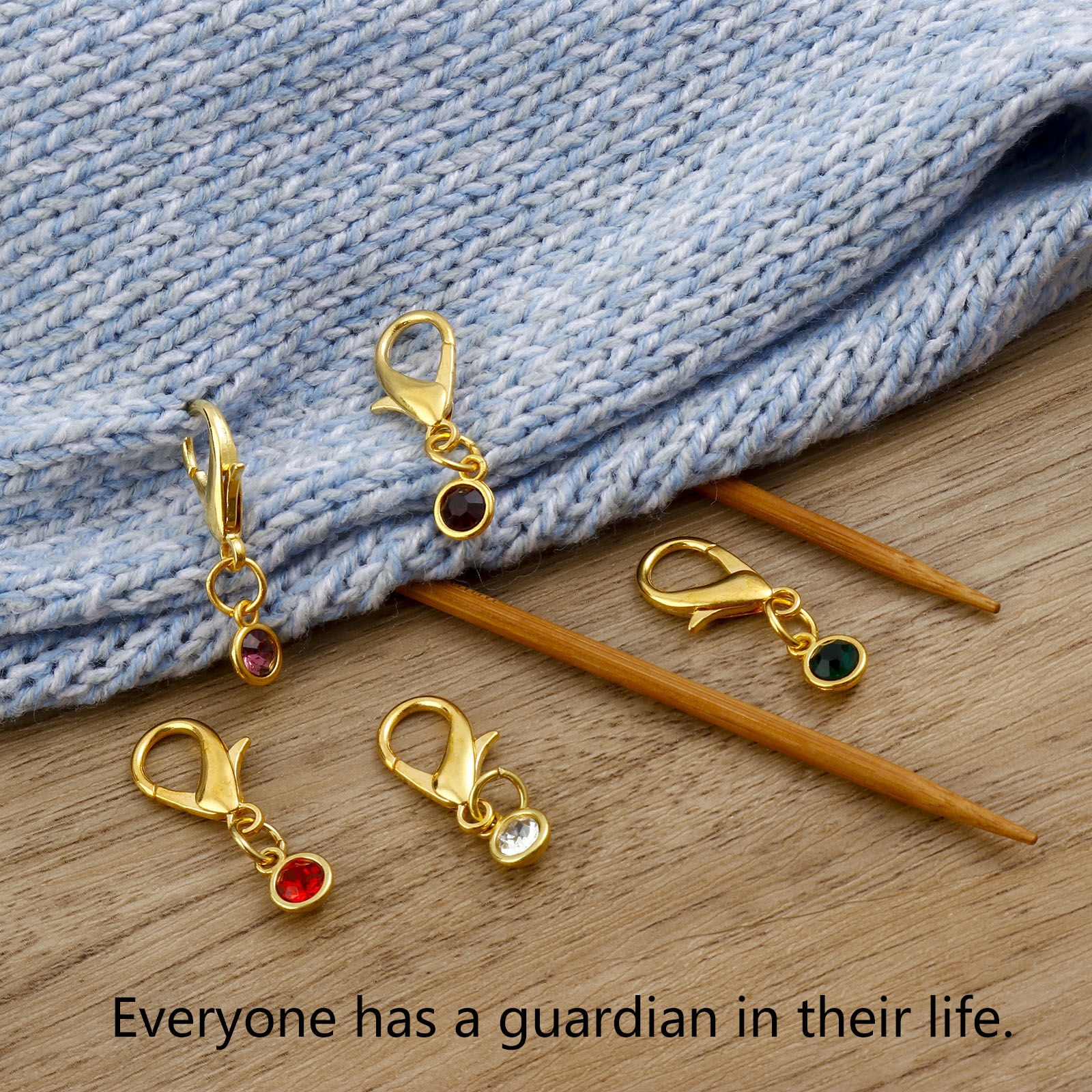Picture of Alloy Birthstone Knitting Stitch Markers Gold Plated 3.4cm x 1.2cm, 1 Set ( 12 PCs/Set)