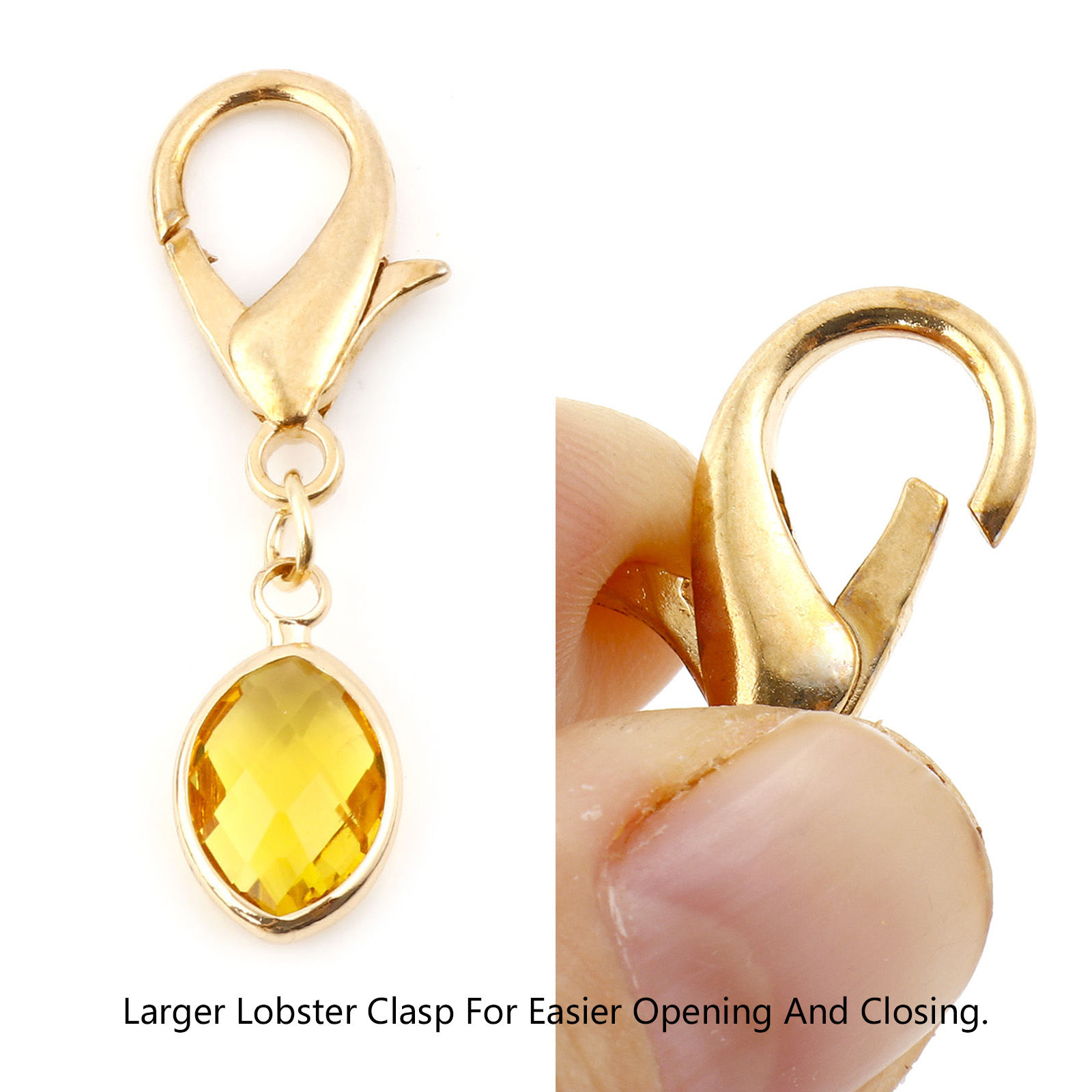 Picture of Alloy Birthstone Knitting Stitch Markers Marquise Heart KC Gold Plated 4.1x1.5cm - 3.5x1.2cm, 1 Set ( 9 PCs/Set)