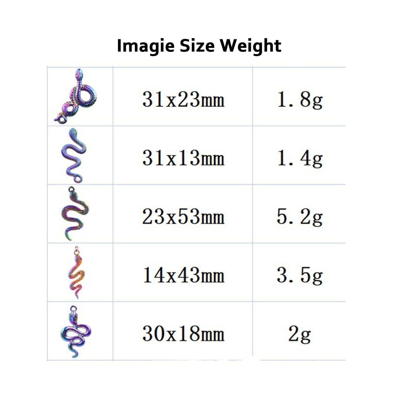 亜鉛合金 昆虫 チャーム ヘビ ABカラー メッキ 1 セット ( 5 個/セット) の画像