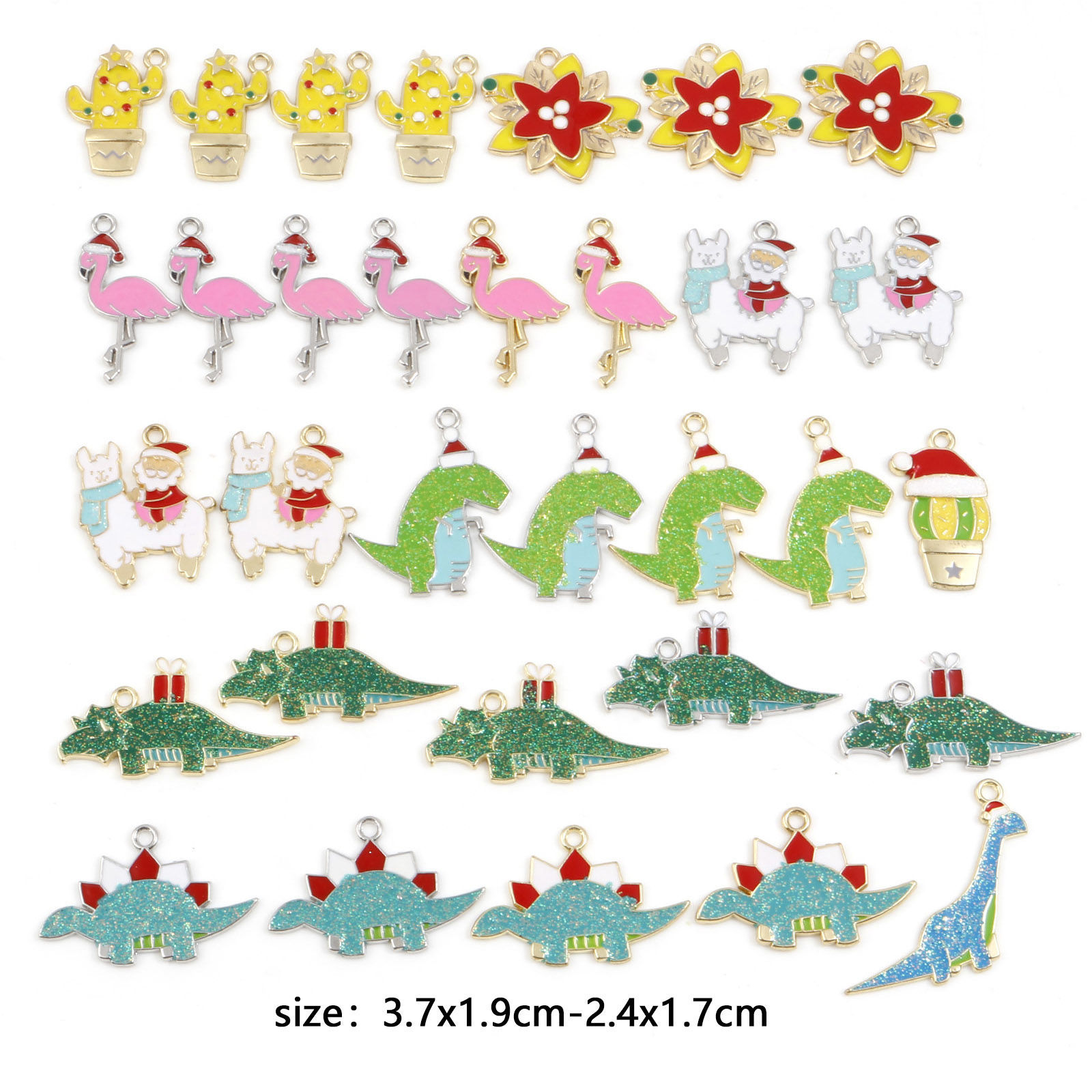 Imagen de Zamak Navidad Colgantes Charms Al Azar Multicolor Esmalte 3.7x1.9cm - 2.4x1.7cm, 1 Paquete ( 16 Unidades/Juego)