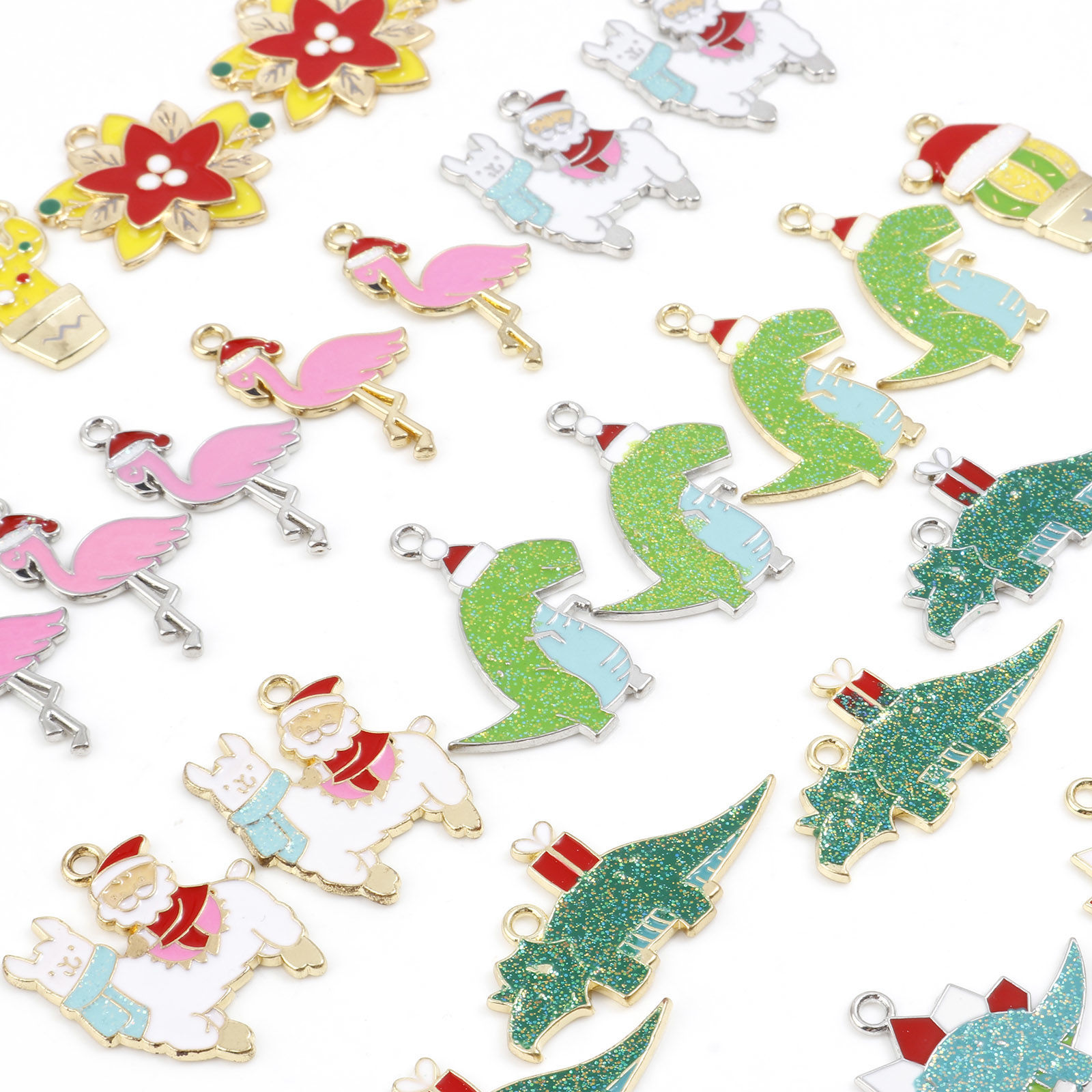Imagen de Zamak Navidad Colgantes Charms Al Azar Multicolor Esmalte 3.7x1.9cm - 2.4x1.7cm, 1 Paquete ( 16 Unidades/Juego)