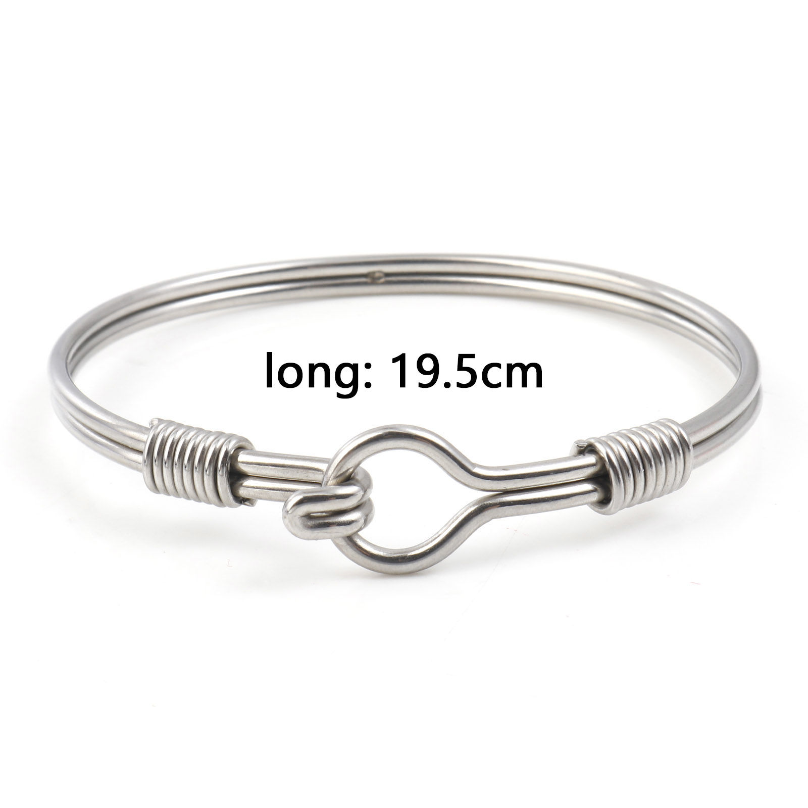 ステンレス鋼 バングル ブレスレット シルバートーン 19.5cm 長さ、 1 個 の画像