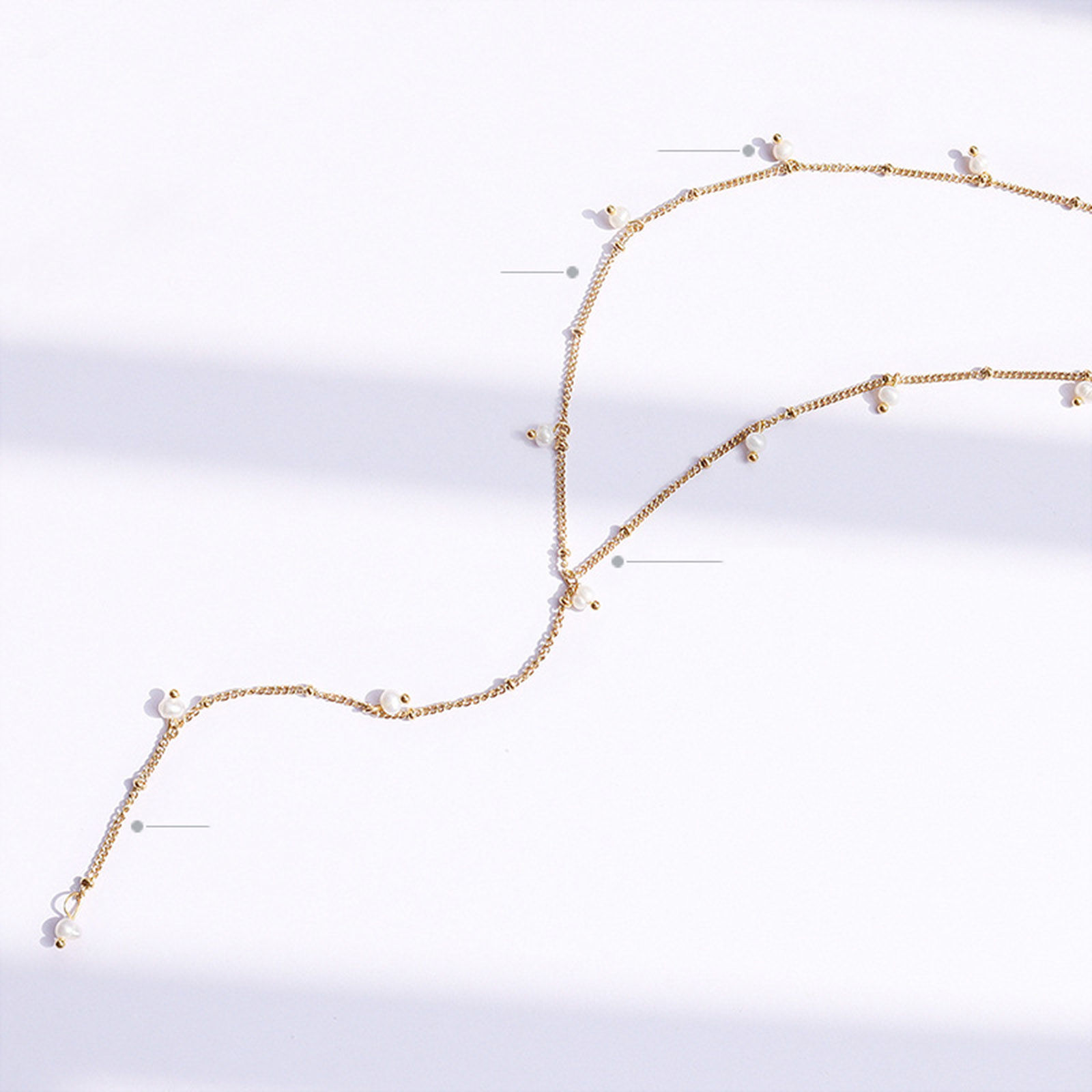 Imagen de Perlas de Agua Dulce Estilo Ins Collares Chapado en Oro de 18K Panícula 40cm longitud, 1 Unidad