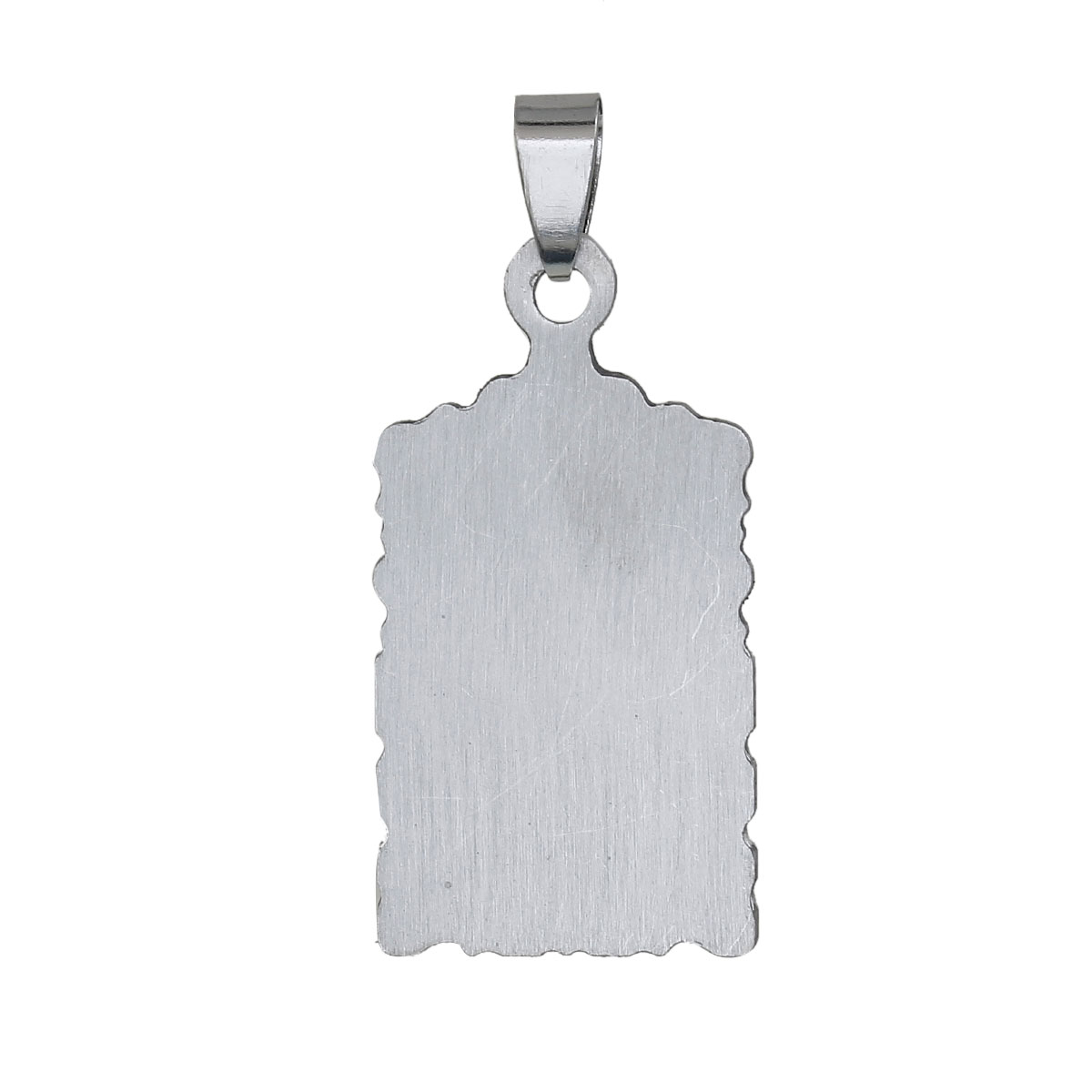 Picture of 304 Stainless Steel Blank Stamping Tags Pendants Irregular Silver Tone One-sided Polishing 36mm x 24mm, 10 PCs