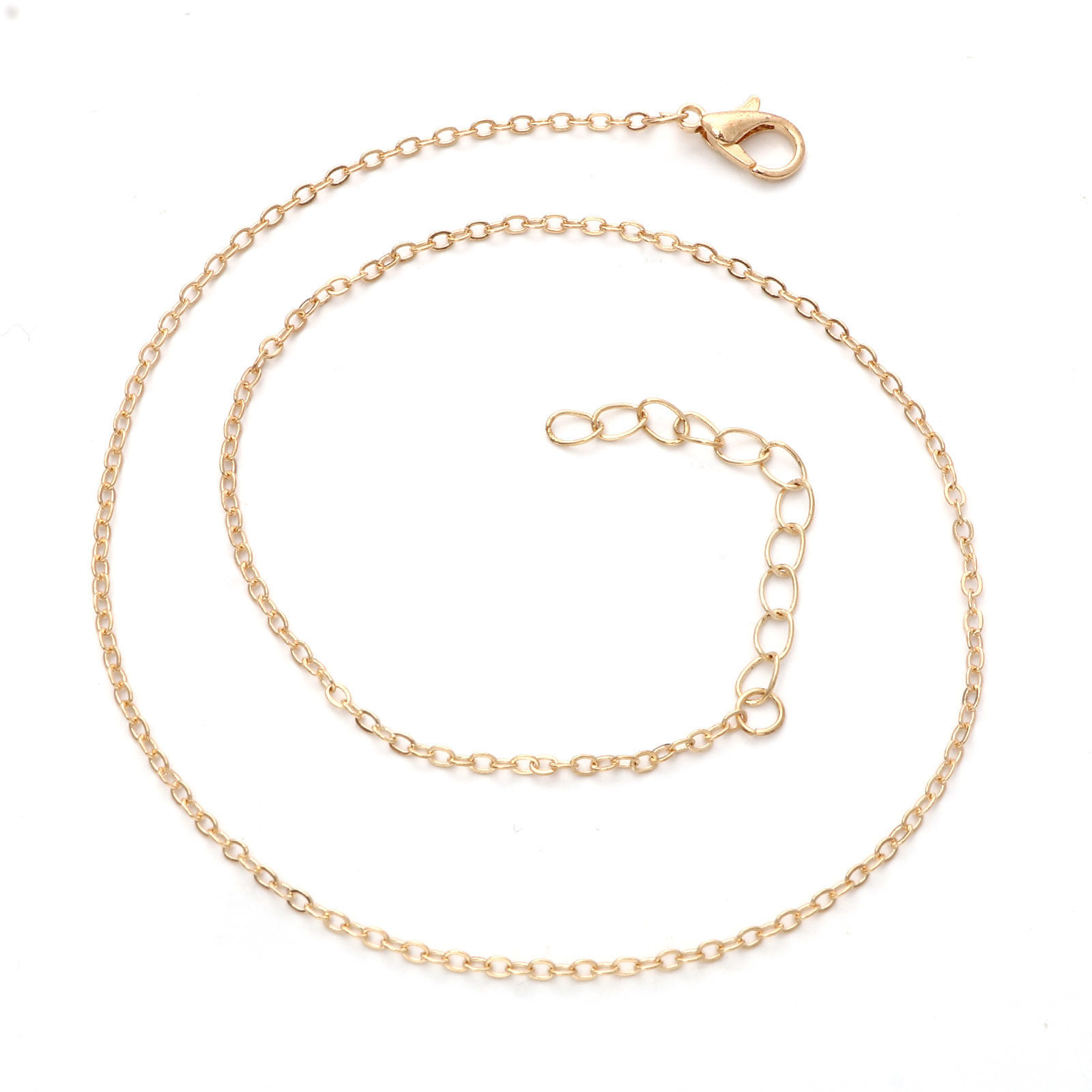 Imagen de Hierro Cable Cadena Cruz Collares Chapado en Oro 36.5cm longitud, Cadena: 2mm, 1 Paquete ( 10 Unidades/Paquete)