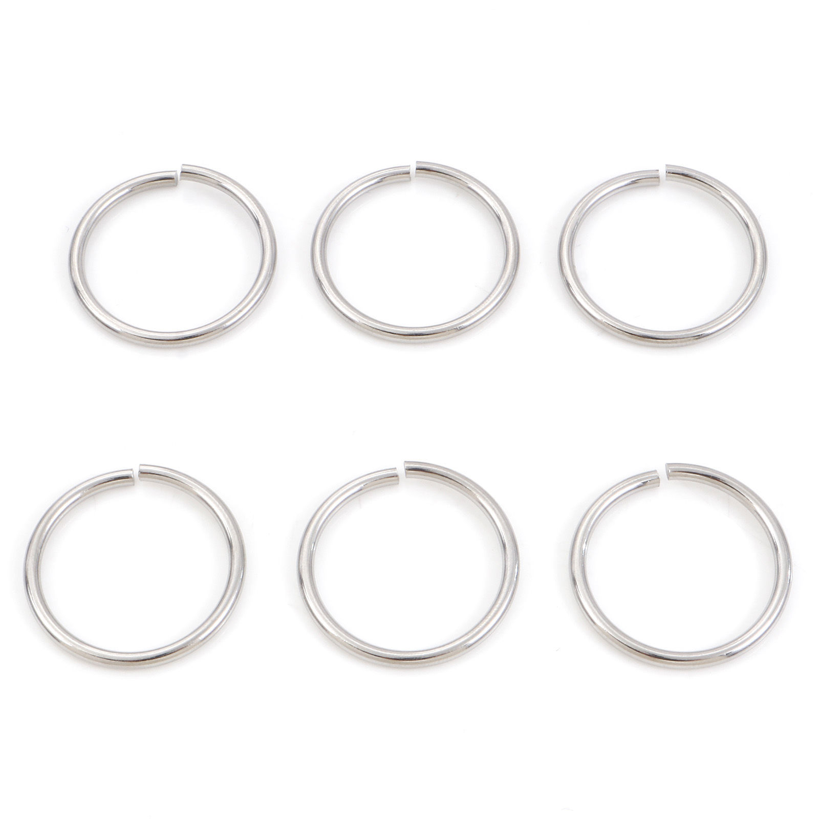 Picture of 20 PCs 25mm Dia., 2mm(12 gauge) 304 Stainless Steel Open Jump Rings Findings For Jewelry Making Silver Tone Round