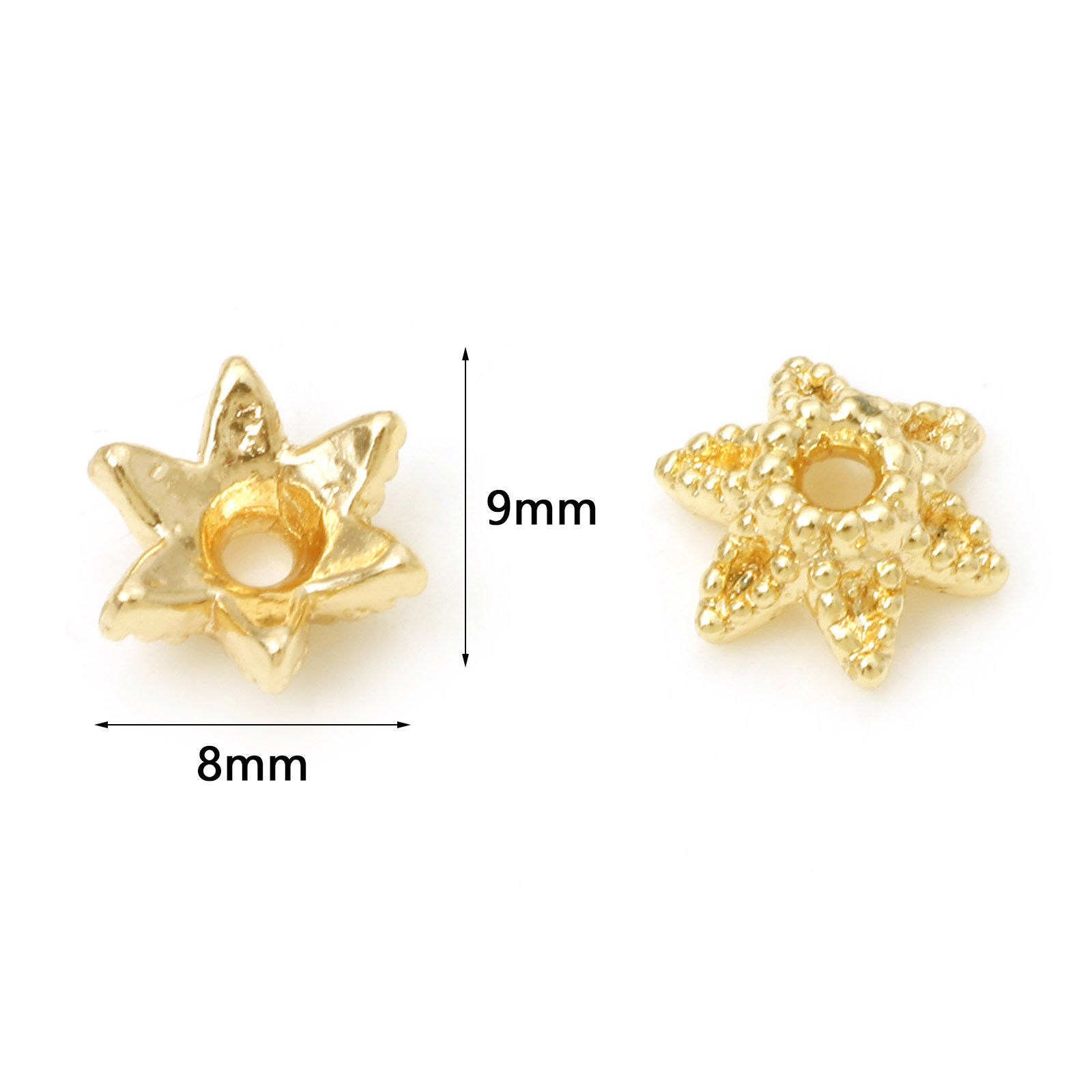 Picture of Brass Beads Caps Flower Real Gold Plated (Fit 8mm Bead) 9mm x 8mm, 10 PCs