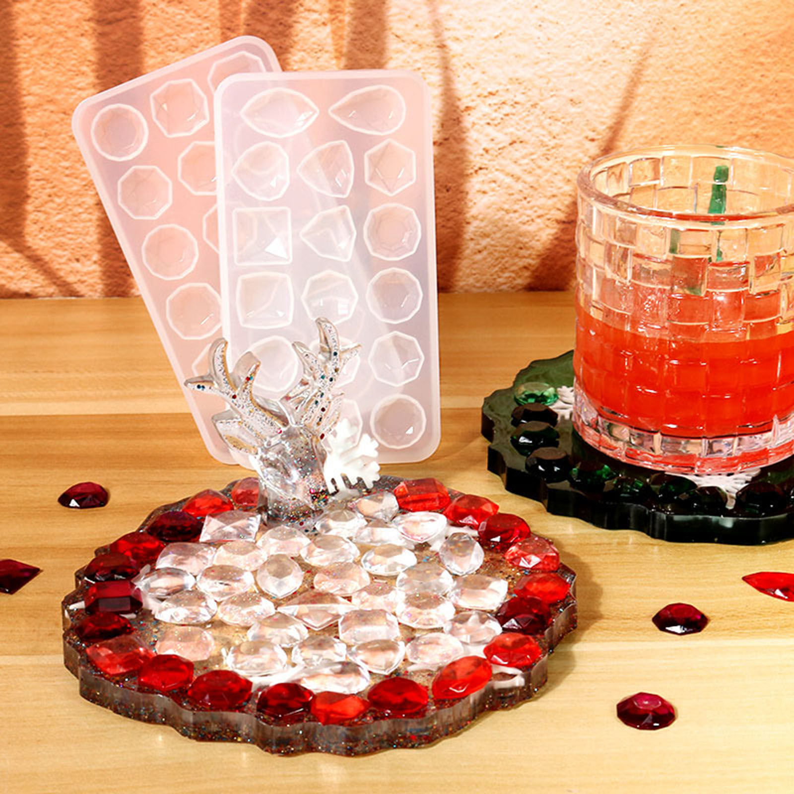 Picture of Silicone Resin Mold For Jewelry Rhinestone Making Rectangle Geometric White 11.1cm x 6cm, 1 Piece