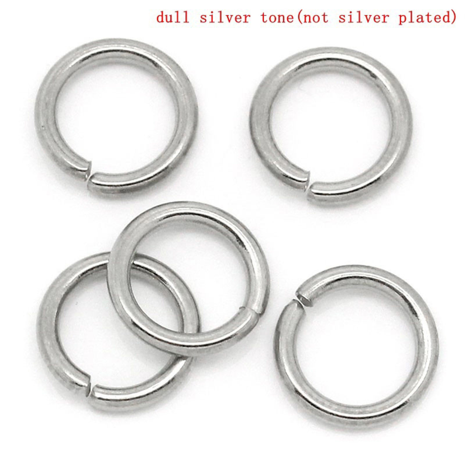 Picture of 500 PCs 6mm Dia., 1.2mm(17 gauge) 304 Stainless Steel Open Jump Rings Findings For Jewelry Making Silver Tone Round