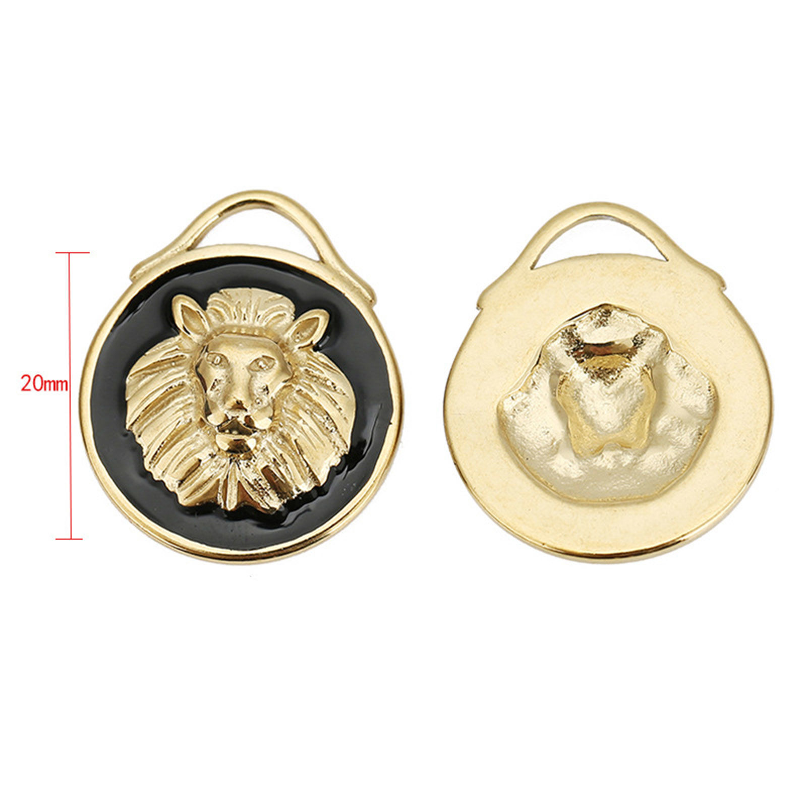 Picture of 304 Stainless Steel Charms Gold Plated Black Round Lion 20mm Dia., 1 Piece