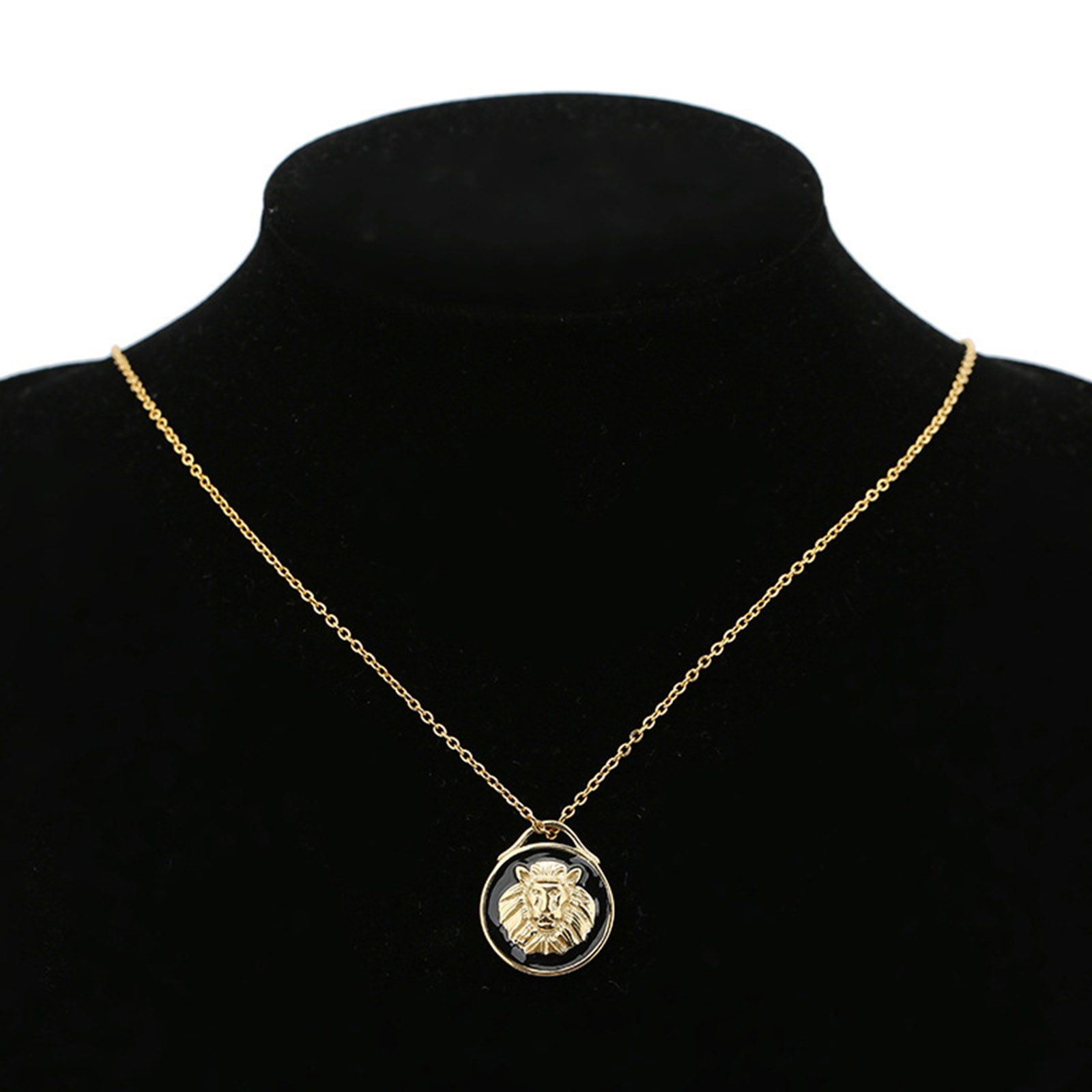 Picture of 304 Stainless Steel Charms Gold Plated Black Round Lion 20mm Dia., 1 Piece