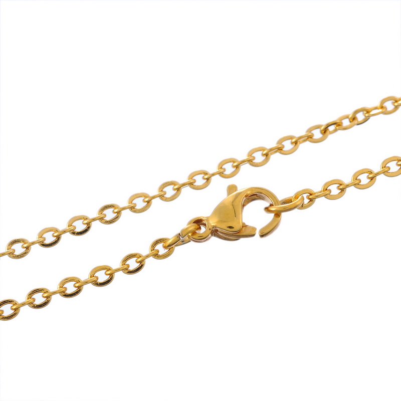 Picture of 1 Piece Vacuum Plating 304 Stainless Steel Link Cable Chain Necklace For DIY Jewelry Making Gold Plated 56cm(22") long