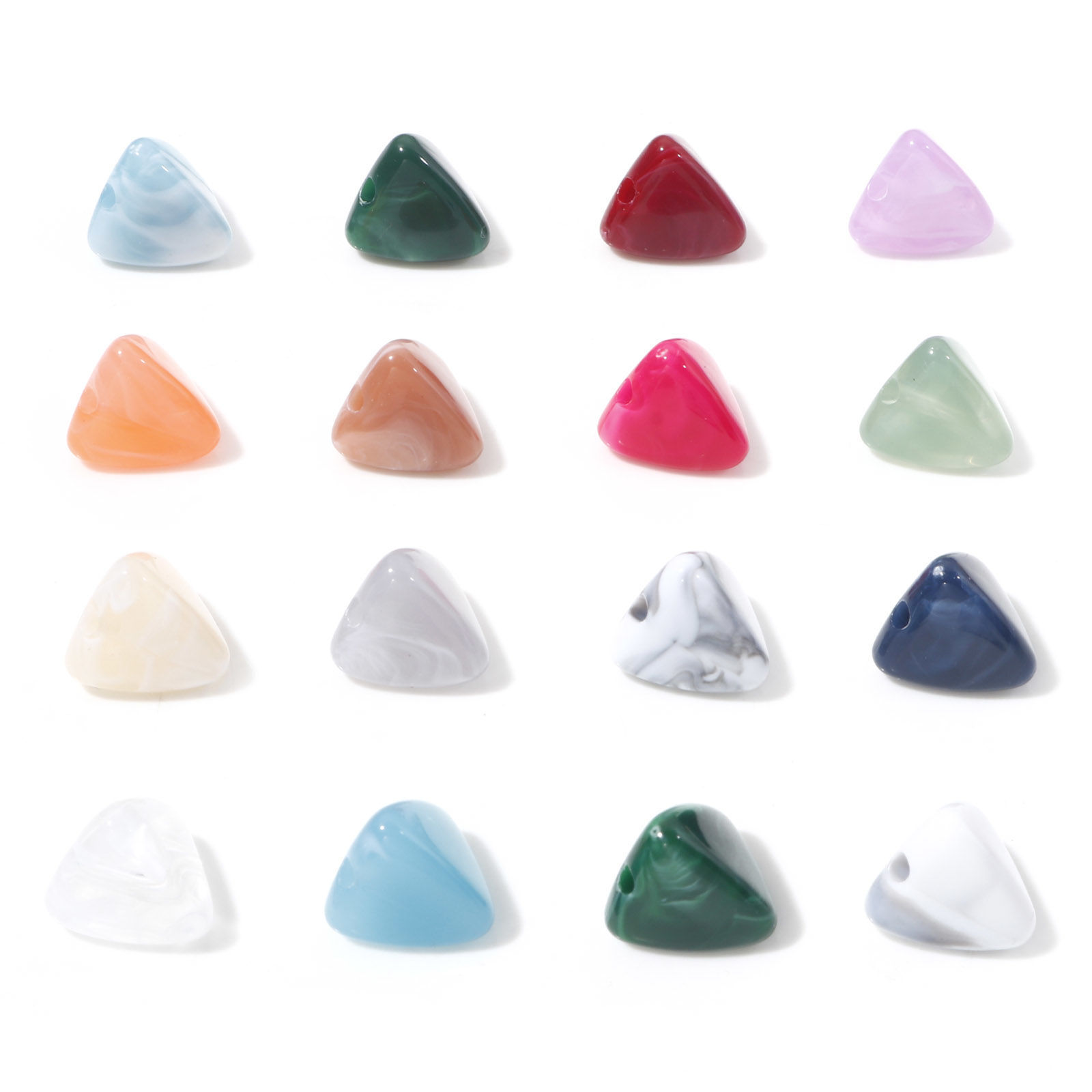 Picture of Acrylic Beads At Random Color Mixed Pyramid About 13mm x 12mm, Hole: Approx 2.2mm, 20 PCs