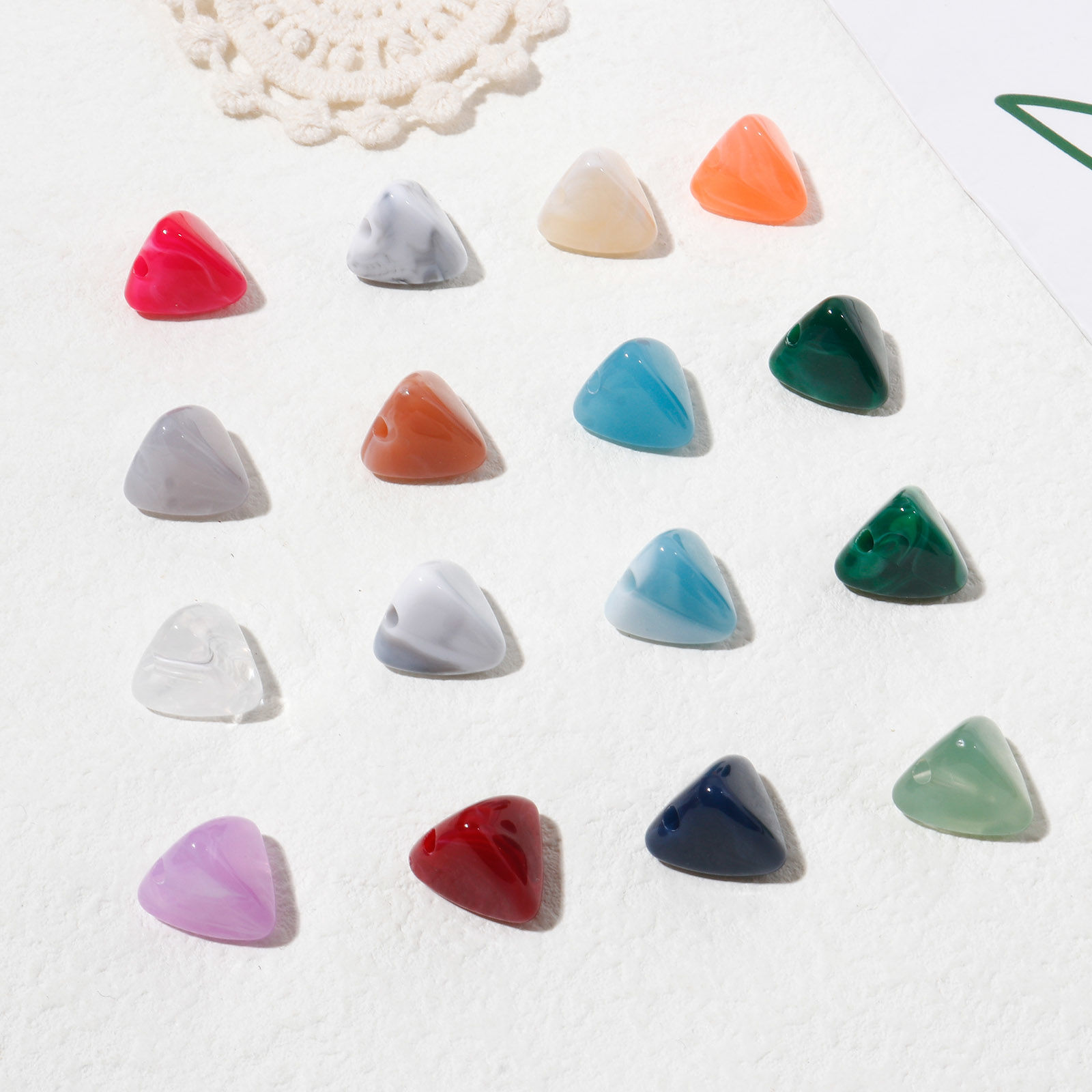 Picture of Acrylic Beads At Random Color Mixed Pyramid About 13mm x 12mm, Hole: Approx 2.2mm, 20 PCs