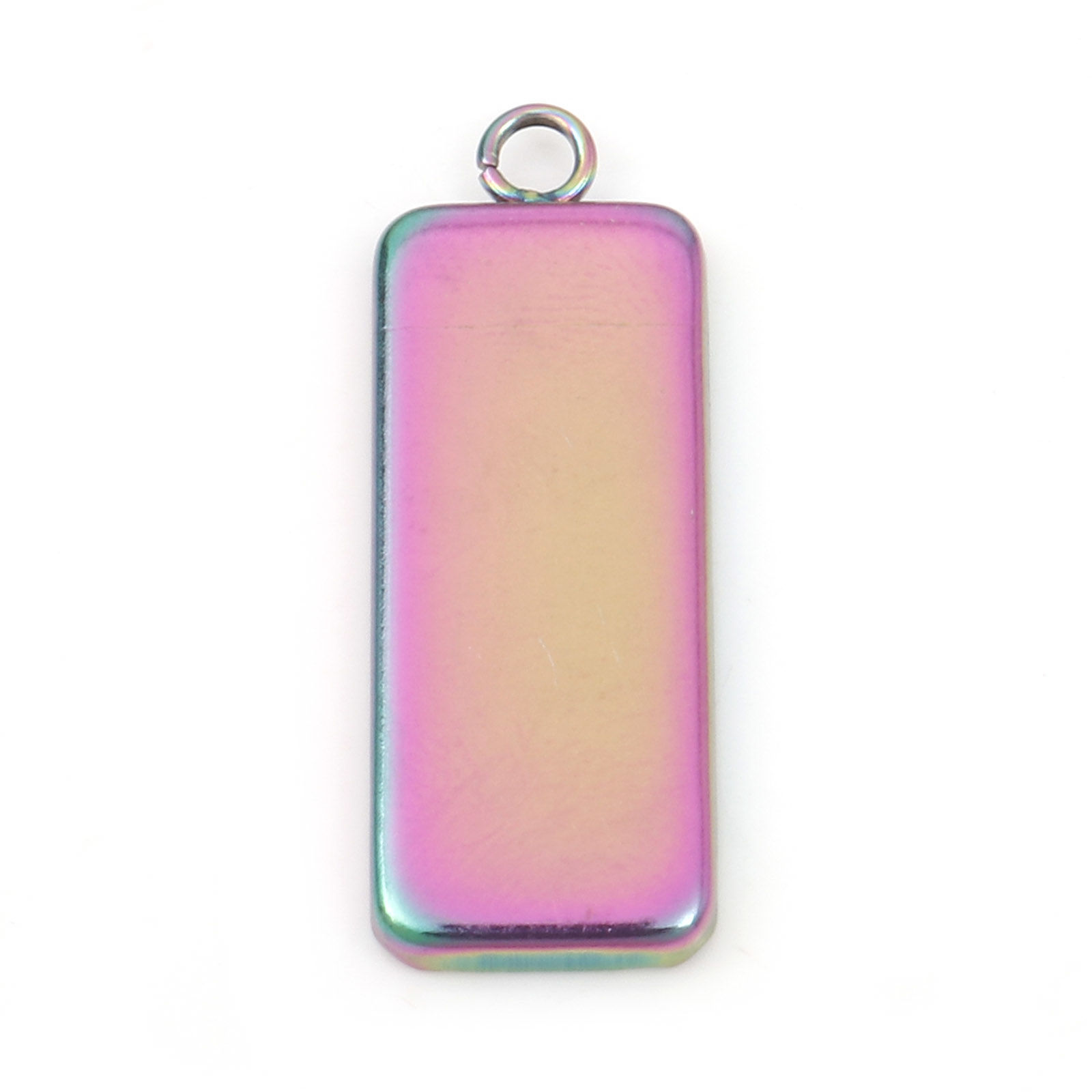 Изображение 10 ШТ 304 Нержавеющая Сталь Основы для Кабошонов Подвески Прямоугольник Цвет радуги с покрытием (Для 25ммx10мм) 3см x 1.1см