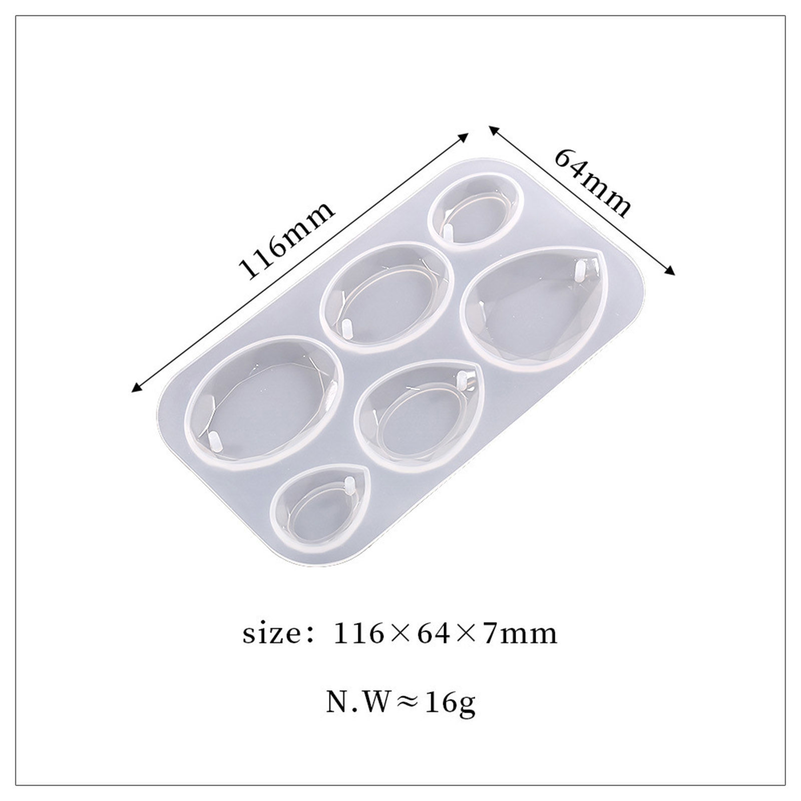 Изображение Силикон Форма из смолы для украшения дома своими руками Овальные Капли Белый 11.6см x 6.4см, 1 ШТ