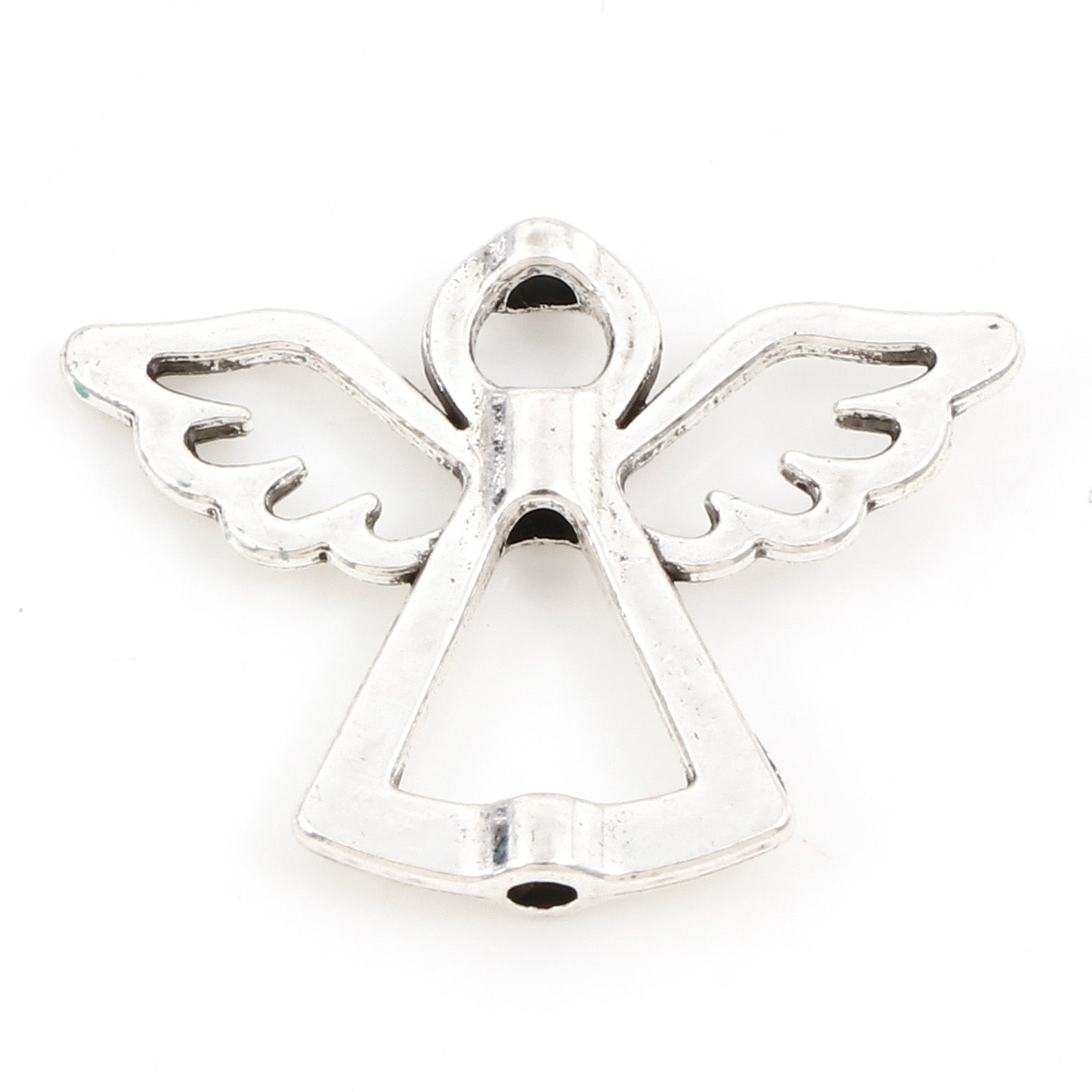 Bild von Zinklegierung Religiös Perlen Rahmen Engel Antiksilber Hohl (Fits 6mm Perlen) 29mm x 22mm, 30 Stück