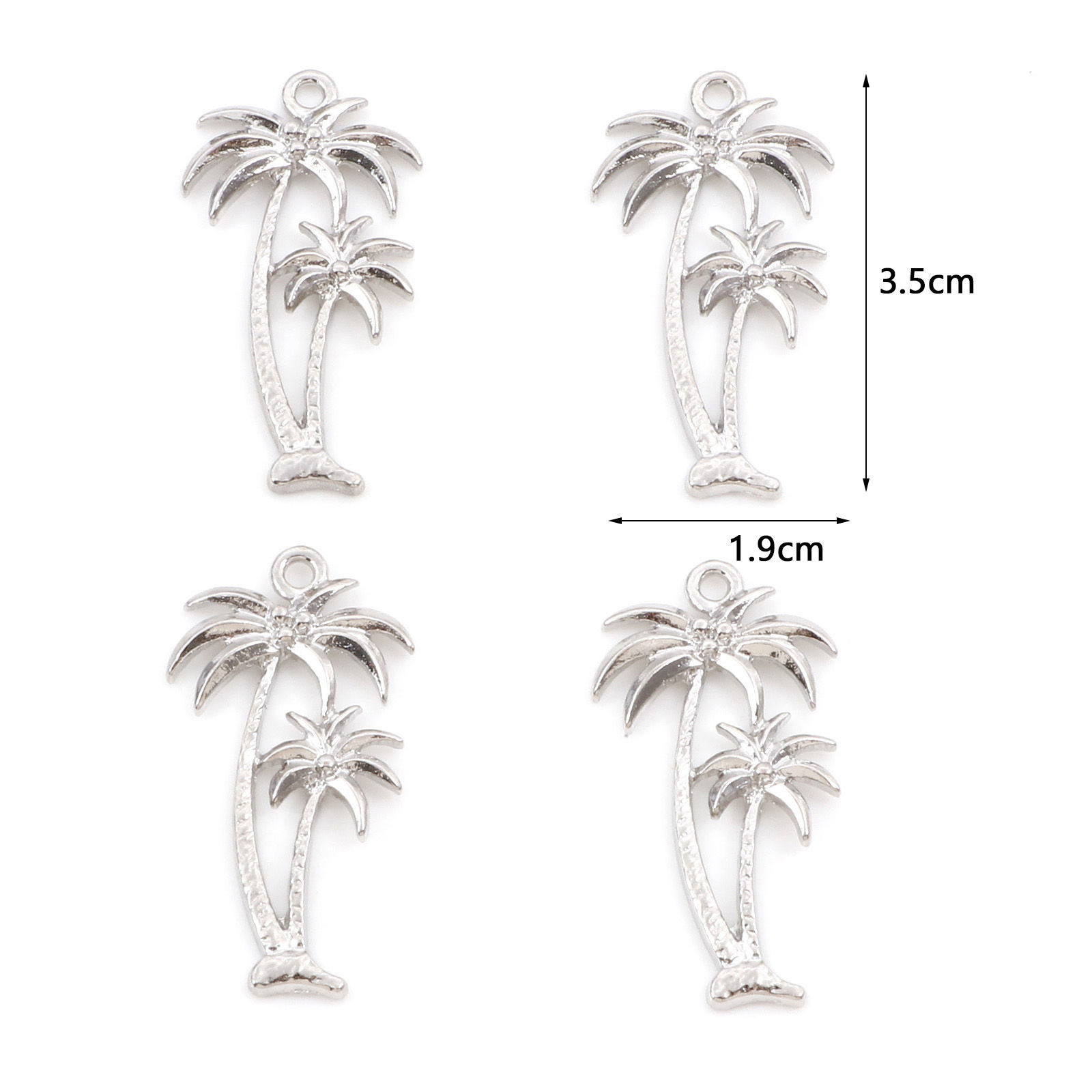 Изображение Цинковый Сплав Подвески Кокосовая пальма Серебряный Тон 3.5см x 1.9см, 20 ШТ