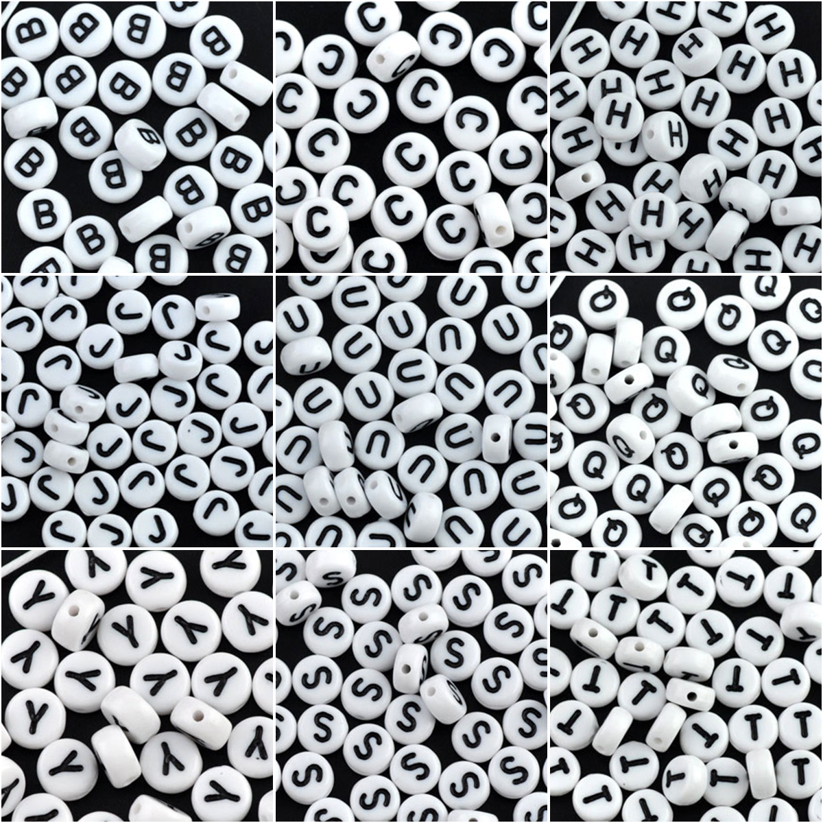 Picture of White Acrylic Alphabet /Letter "Y" Round Spacer Beads 7mm, sold per packet of 500