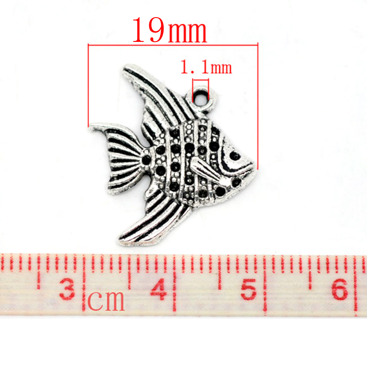 Bild von Antiksilber Fisch Anhänger Perlen Beads 21x19mm.Verkauft eine Packung mit 30
