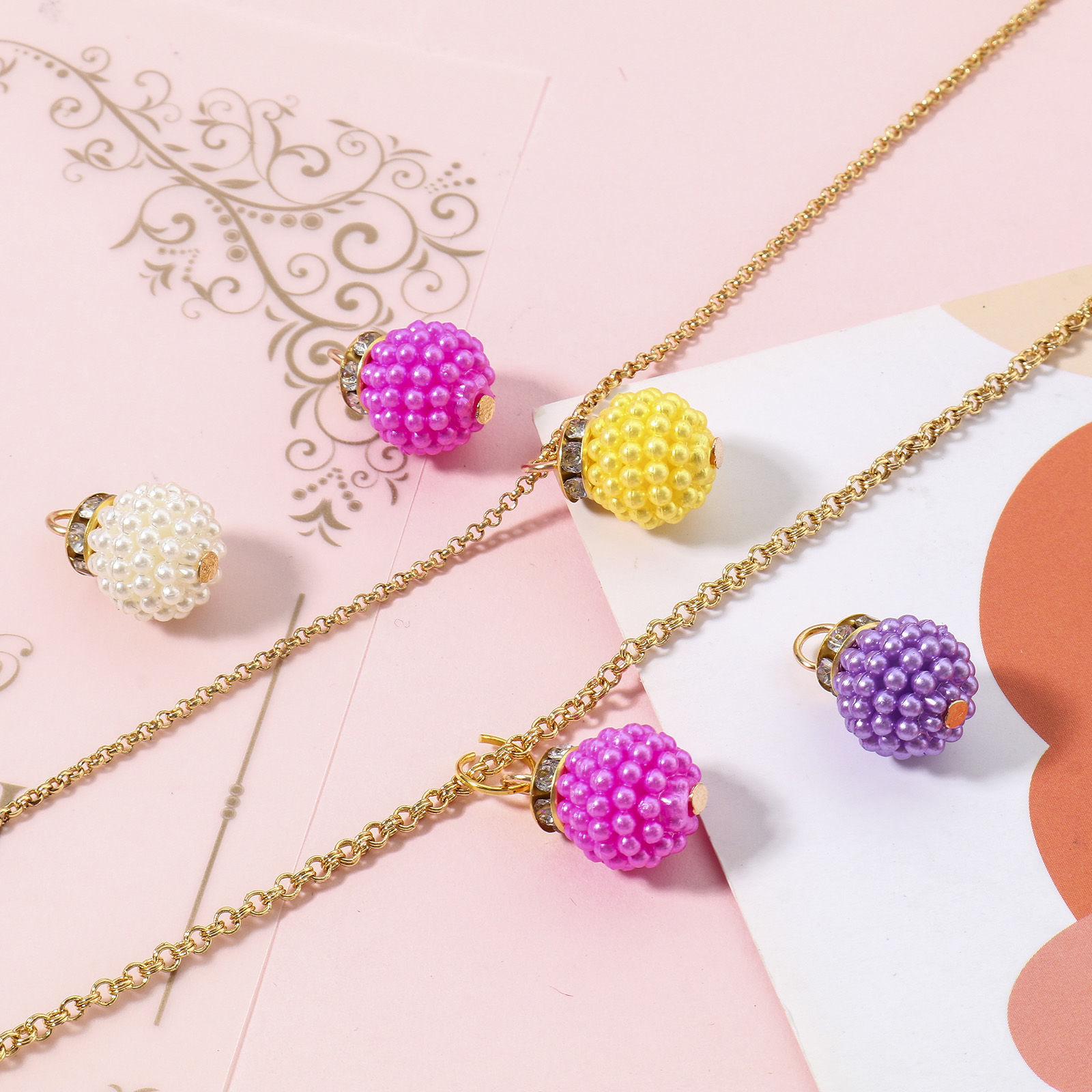 Picture of Plastic Charms Ball At Random Mixed Color Imitation Pearl 18mm x 12mm, 50 PCs