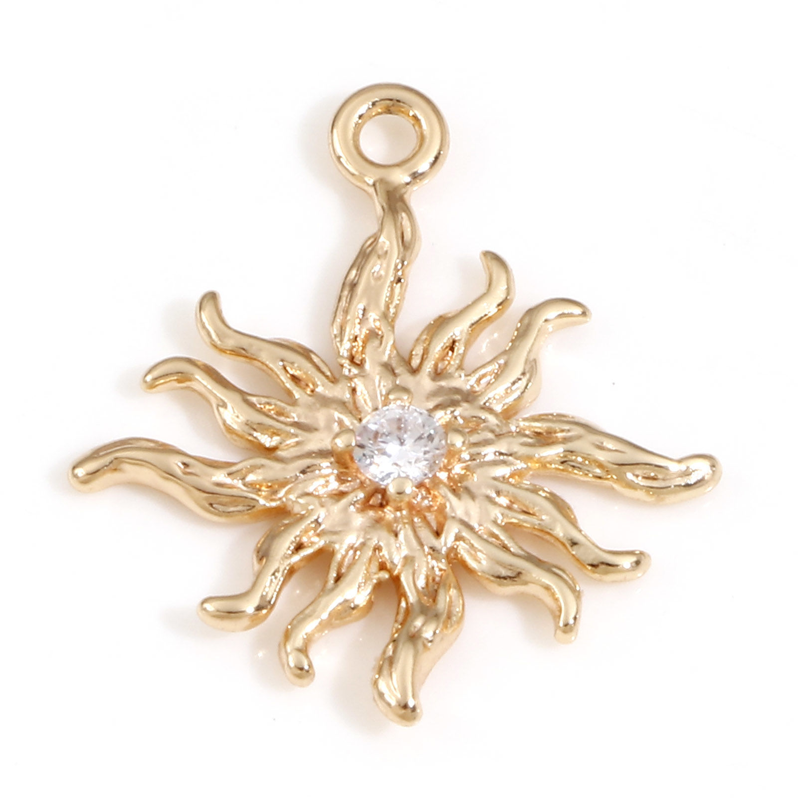 Imagen de Latón Galaxia Colgantes Charms Sol 18K Oro Real Chapado Claro Circón Artificial 21.5mm x 19mm, 2 Unidades