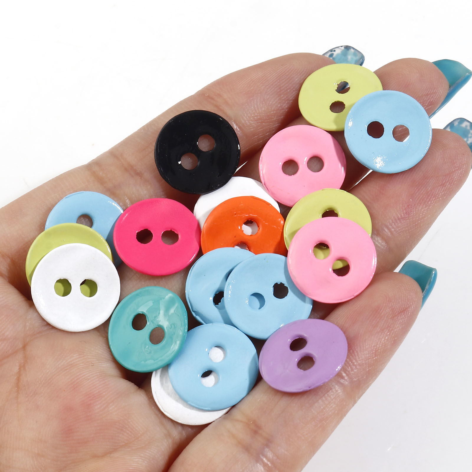 Imagen de Zamak Metal Botones Dos Agujeros Al Azar Color Mezclado Ronda Pintura 13mm Dia, 10 Unidades