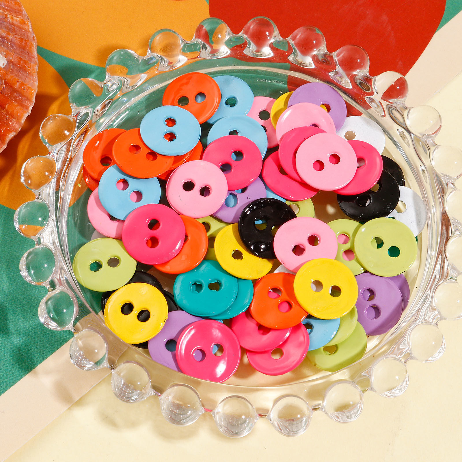 Imagen de Zamak Metal Botones Dos Agujeros Al Azar Color Mezclado Ronda Pintura 13mm Dia, 10 Unidades