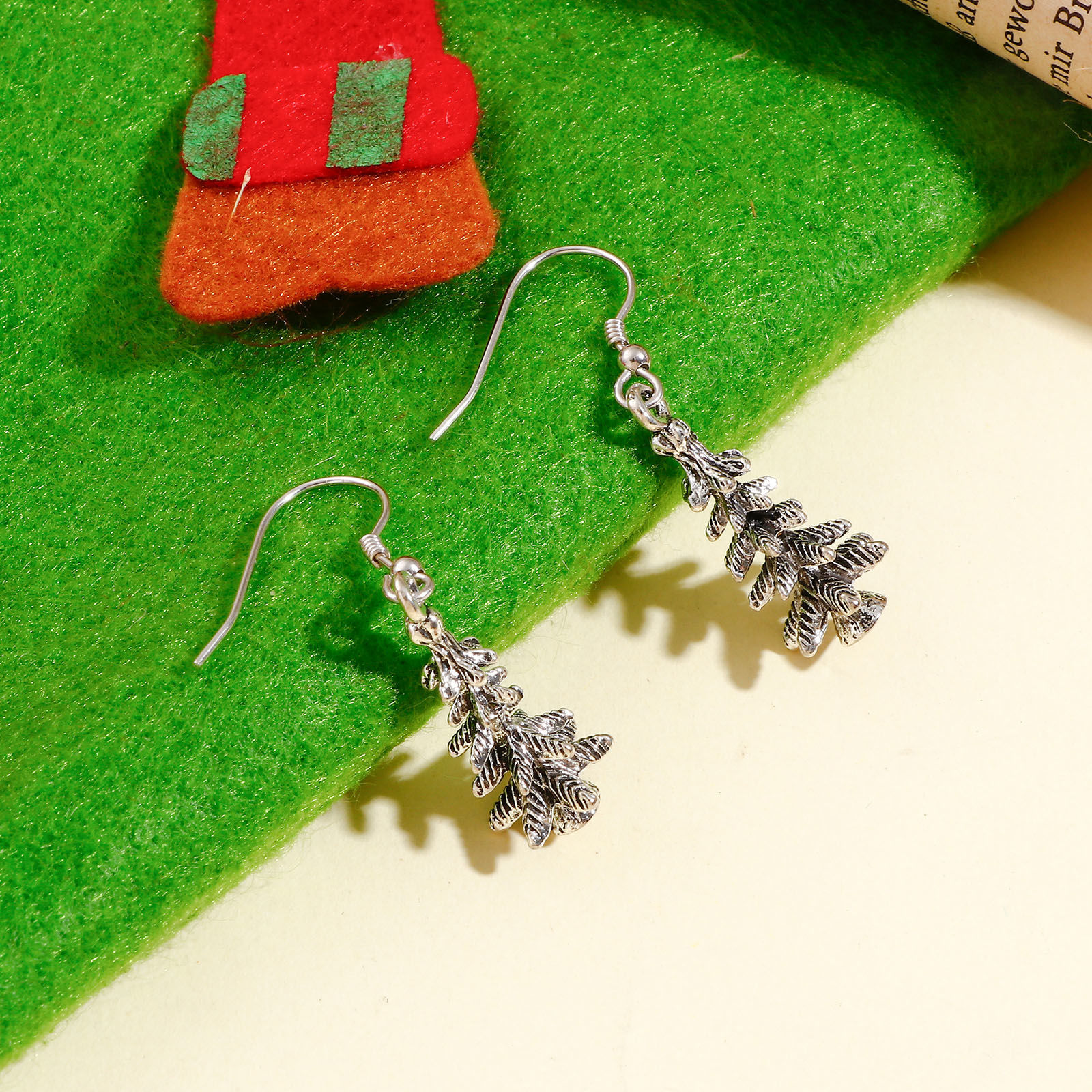 Picture of Zinc Based Alloy Christmas Charms Antique Silver Color Christmas Tree 3D 25mm x 10mm, 2 PCs