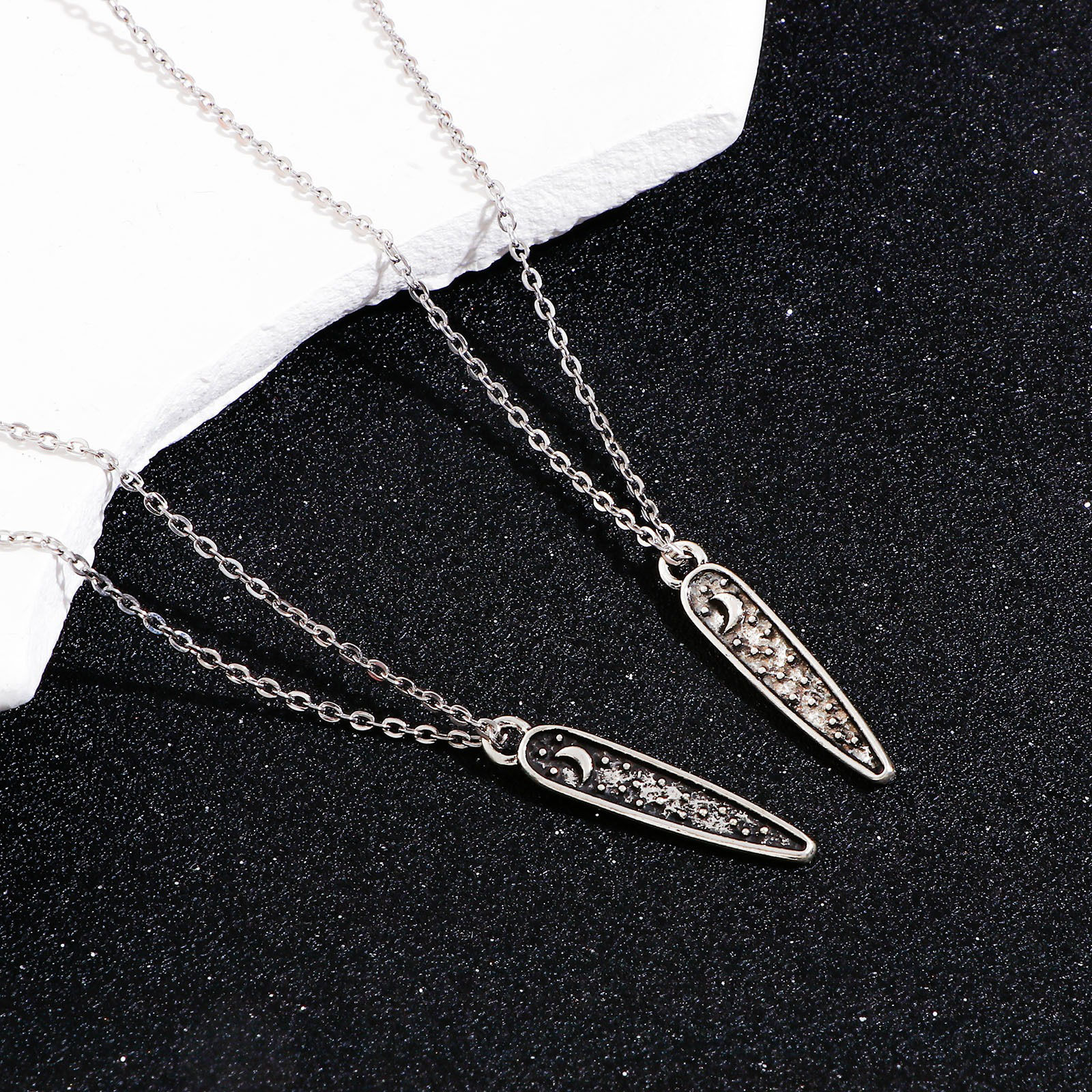 Picture of Zinc Based Alloy Maya Charms Antique Silver Color Half Moon Owl Double Sided 28mm x 5mm, 10 PCs