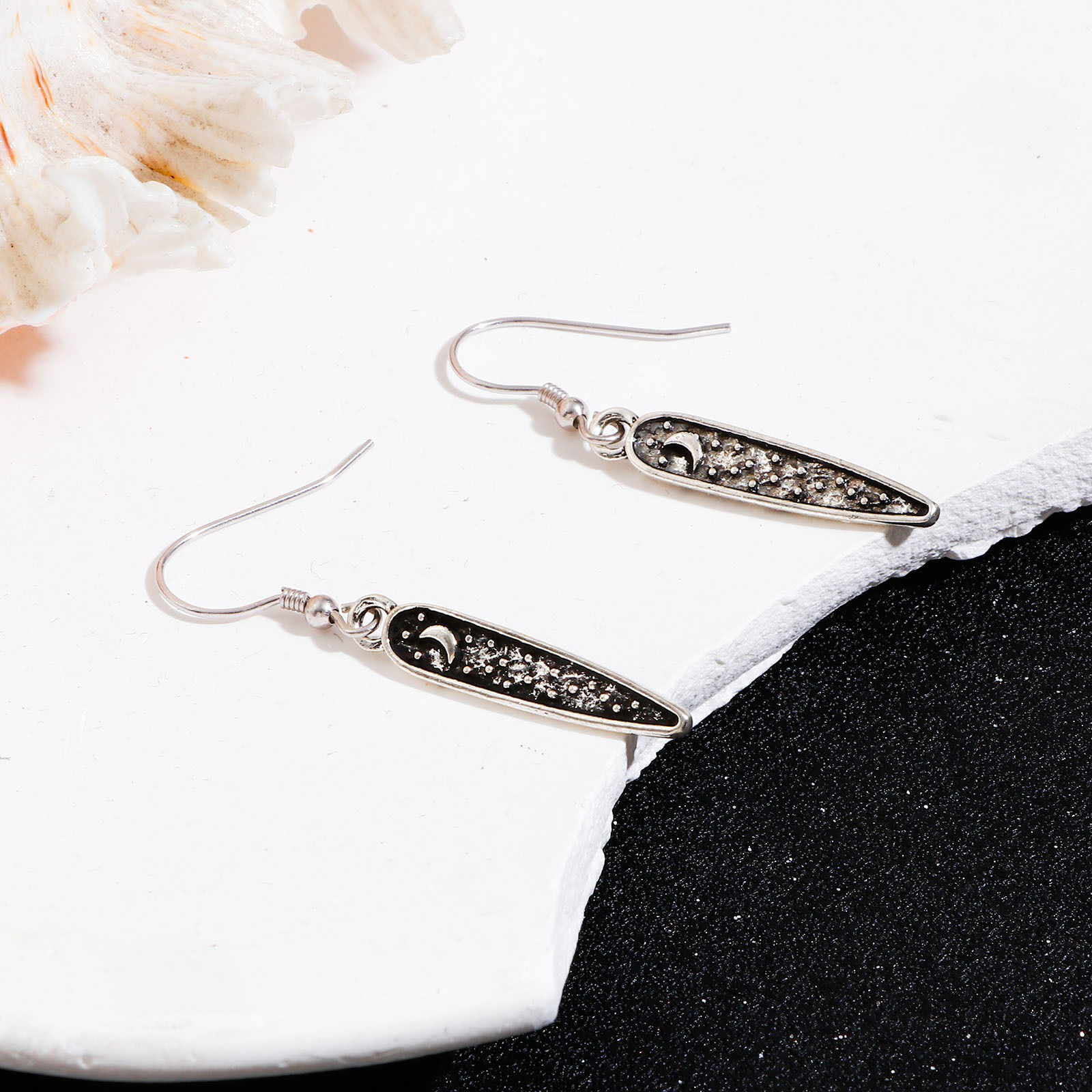 Picture of Zinc Based Alloy Maya Charms Antique Silver Color Half Moon Owl Double Sided 28mm x 5mm, 10 PCs