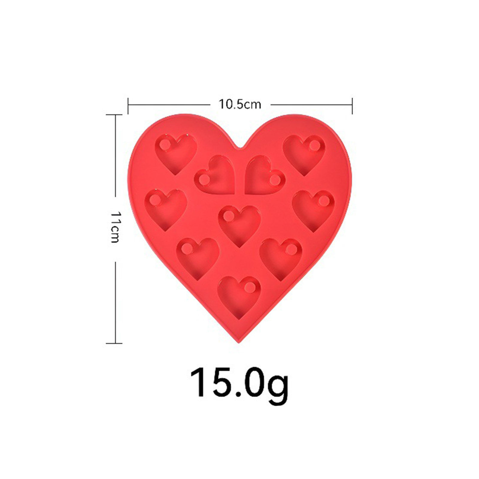 Picture of 1 Piece Silicone Valentine's Day Resin Mold For Keychain Necklace Earring Pendant Jewelry DIY Making Heart Red 11cm x 10.5cm