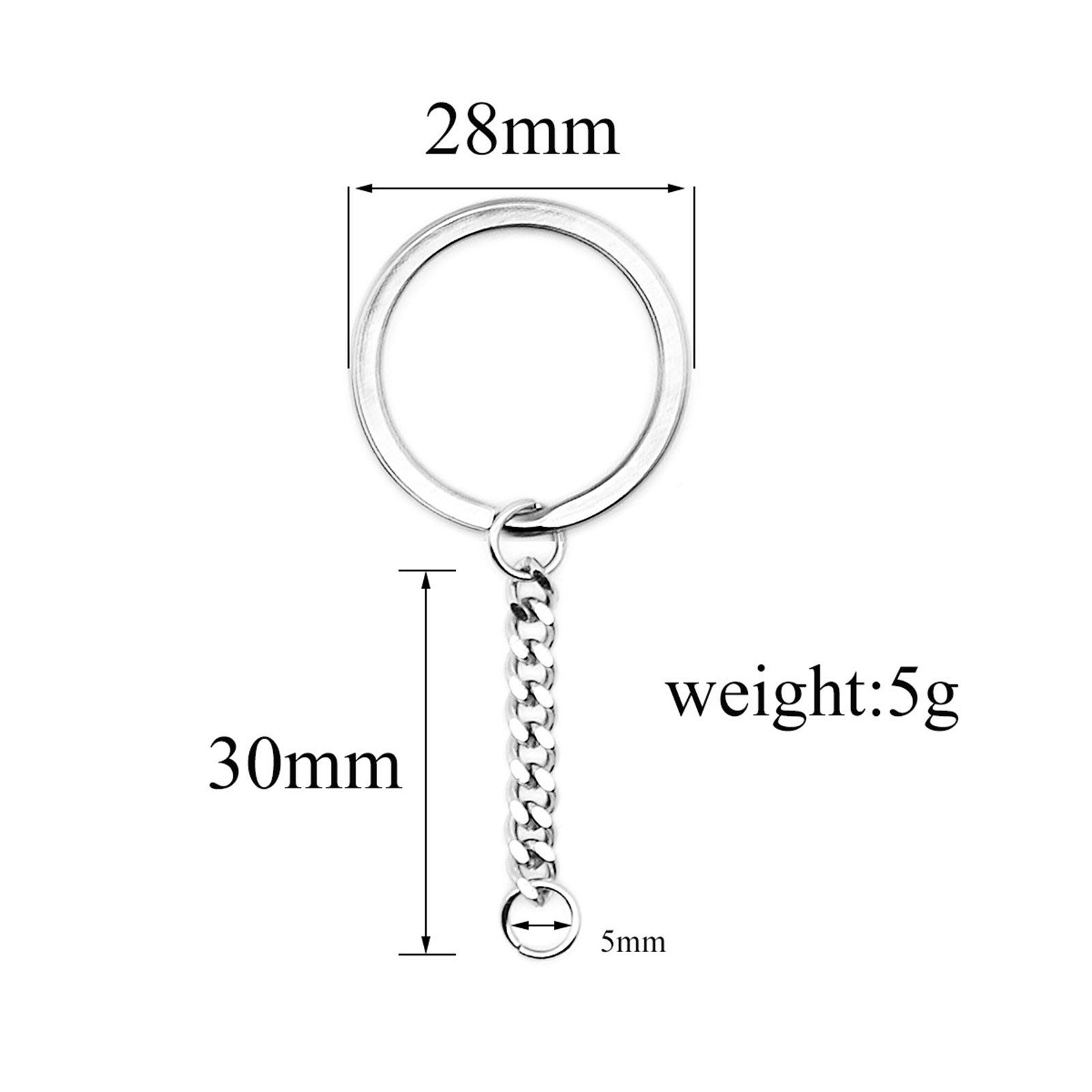 Bild von 5 Stück 304 Edelstahl Schlüsselkette & Schlüsselring Silberfarbe 38mm x 20mm